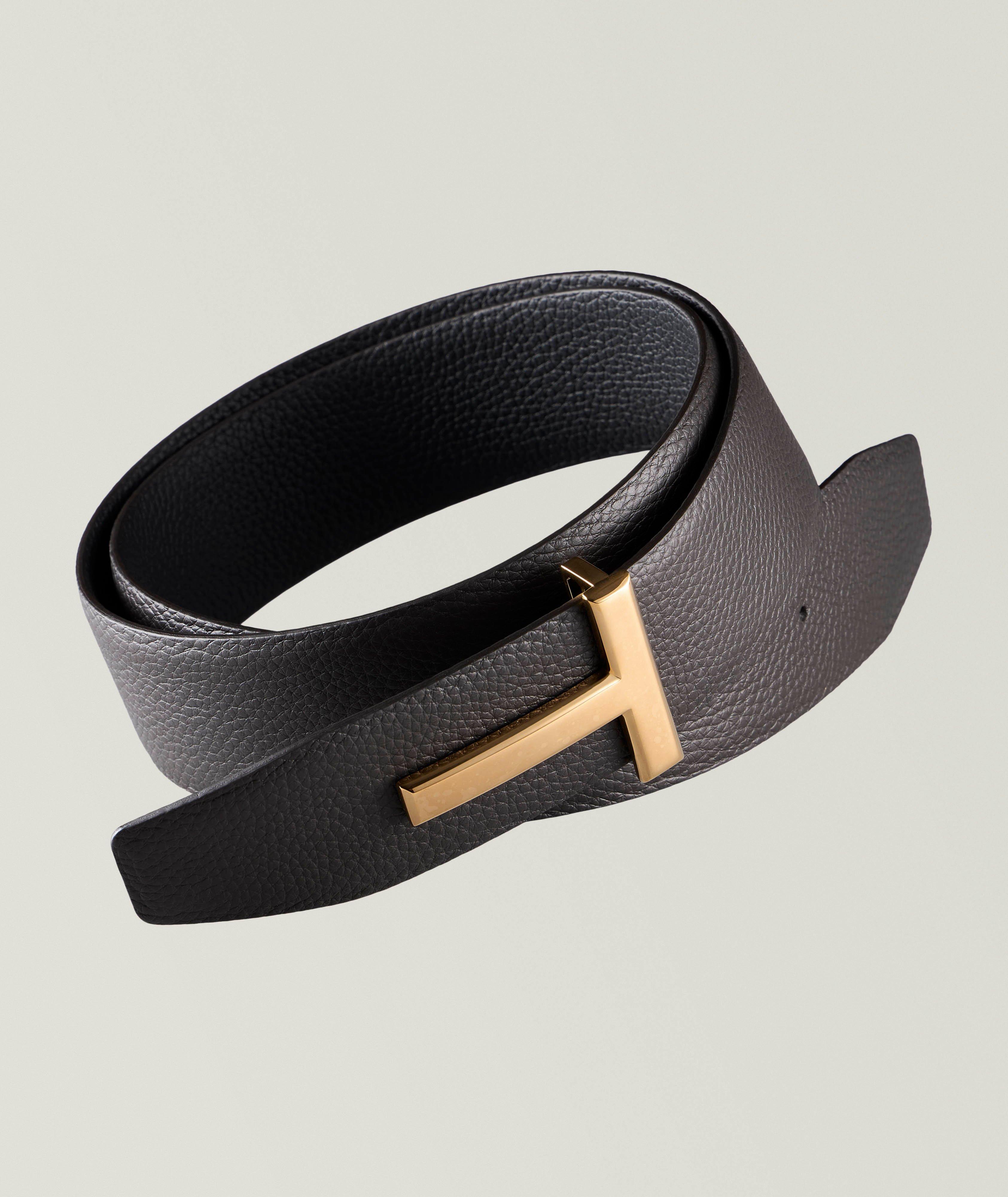 Ceinture en cuir réversible grainé boucle-T image 0