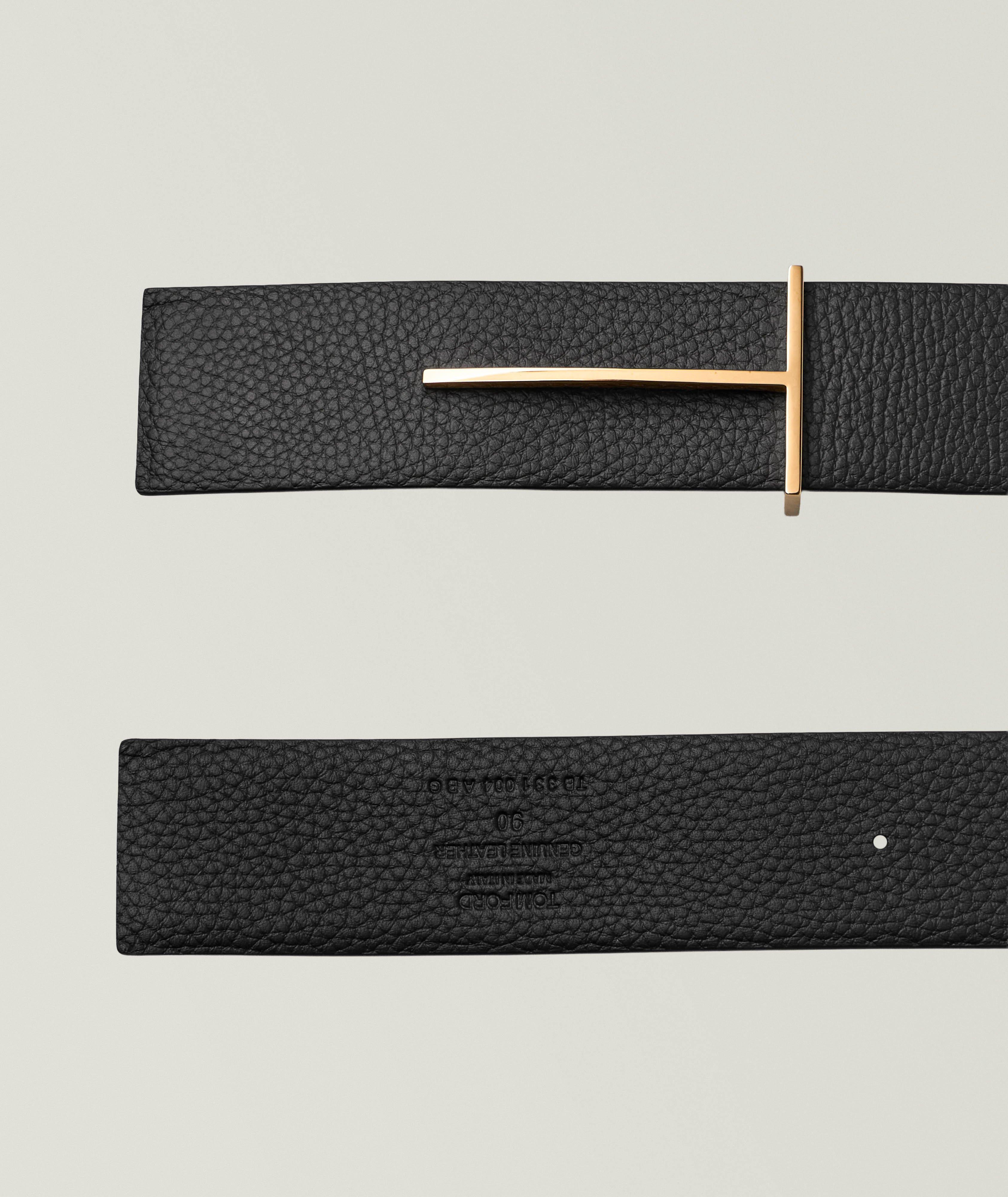 Reversible Grained Leather T-Buckle Belt  image 1