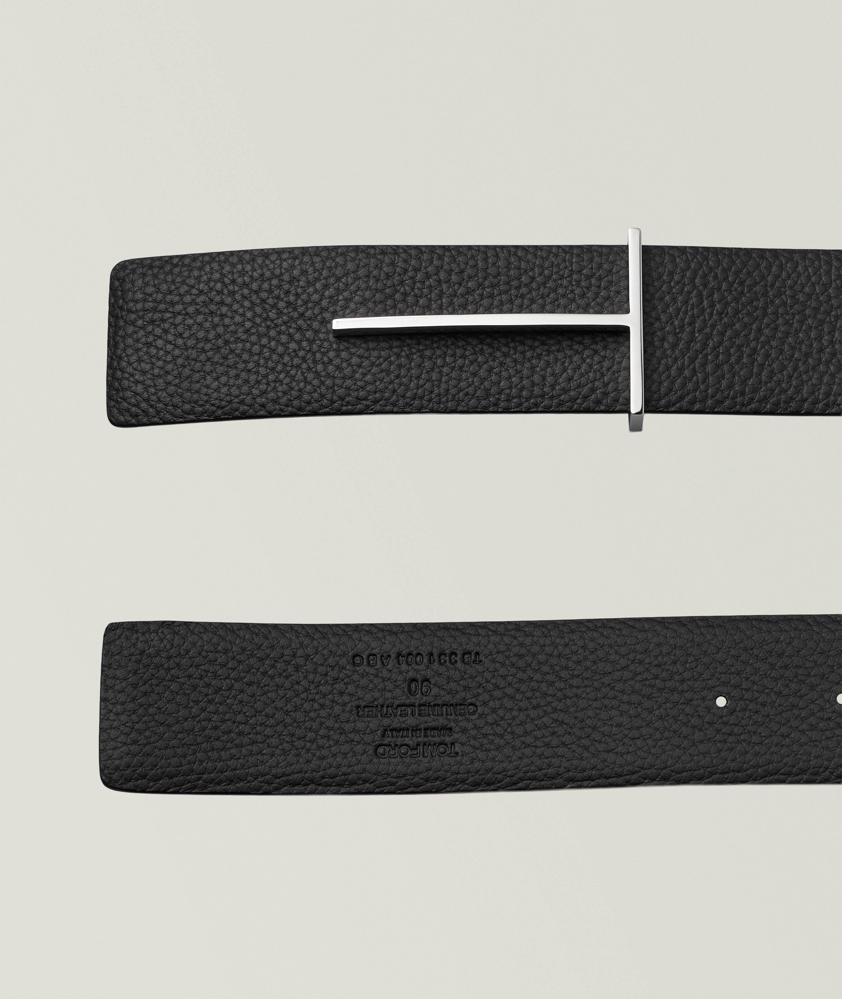 Reversible Grained Leather T-Buckle Belt  image 1