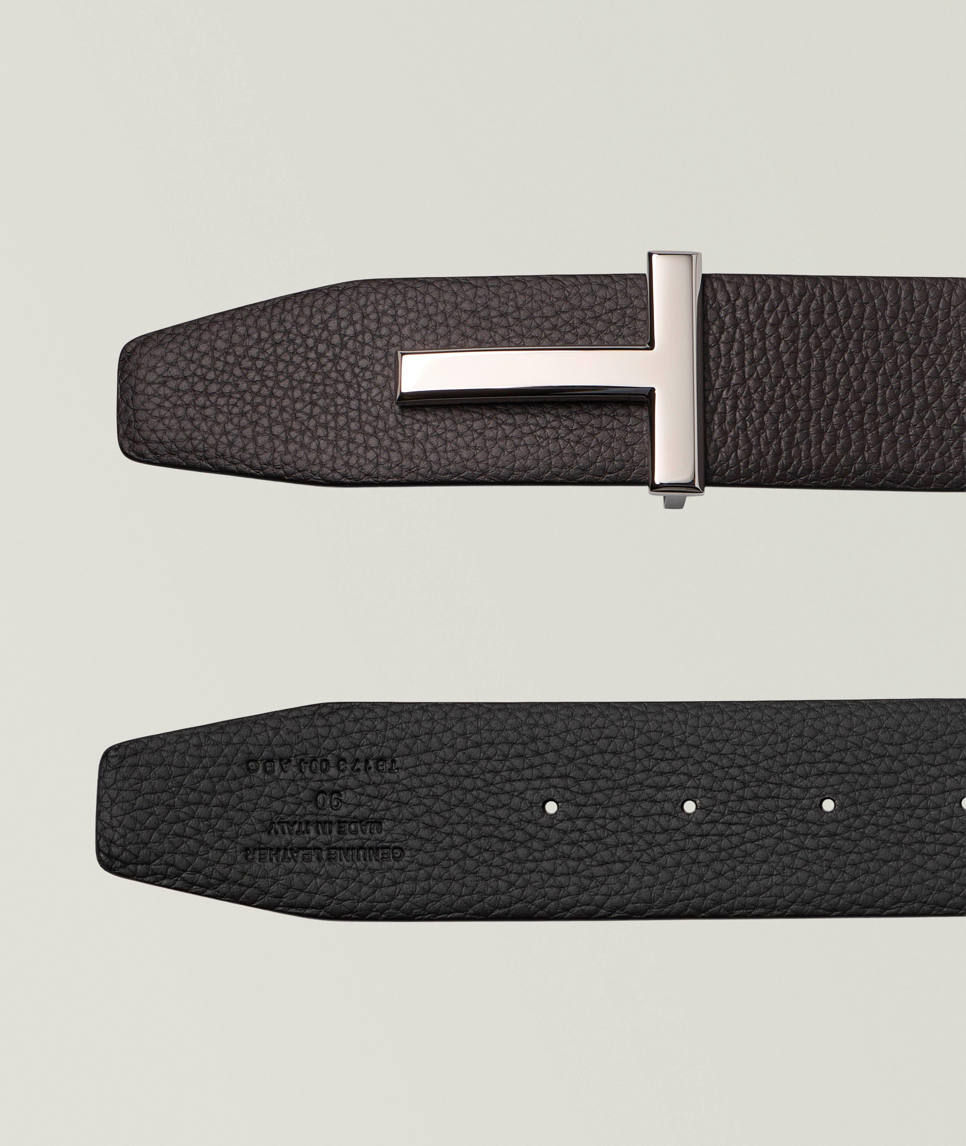 Ceinture en cuir réversible grainé boucle T image 1