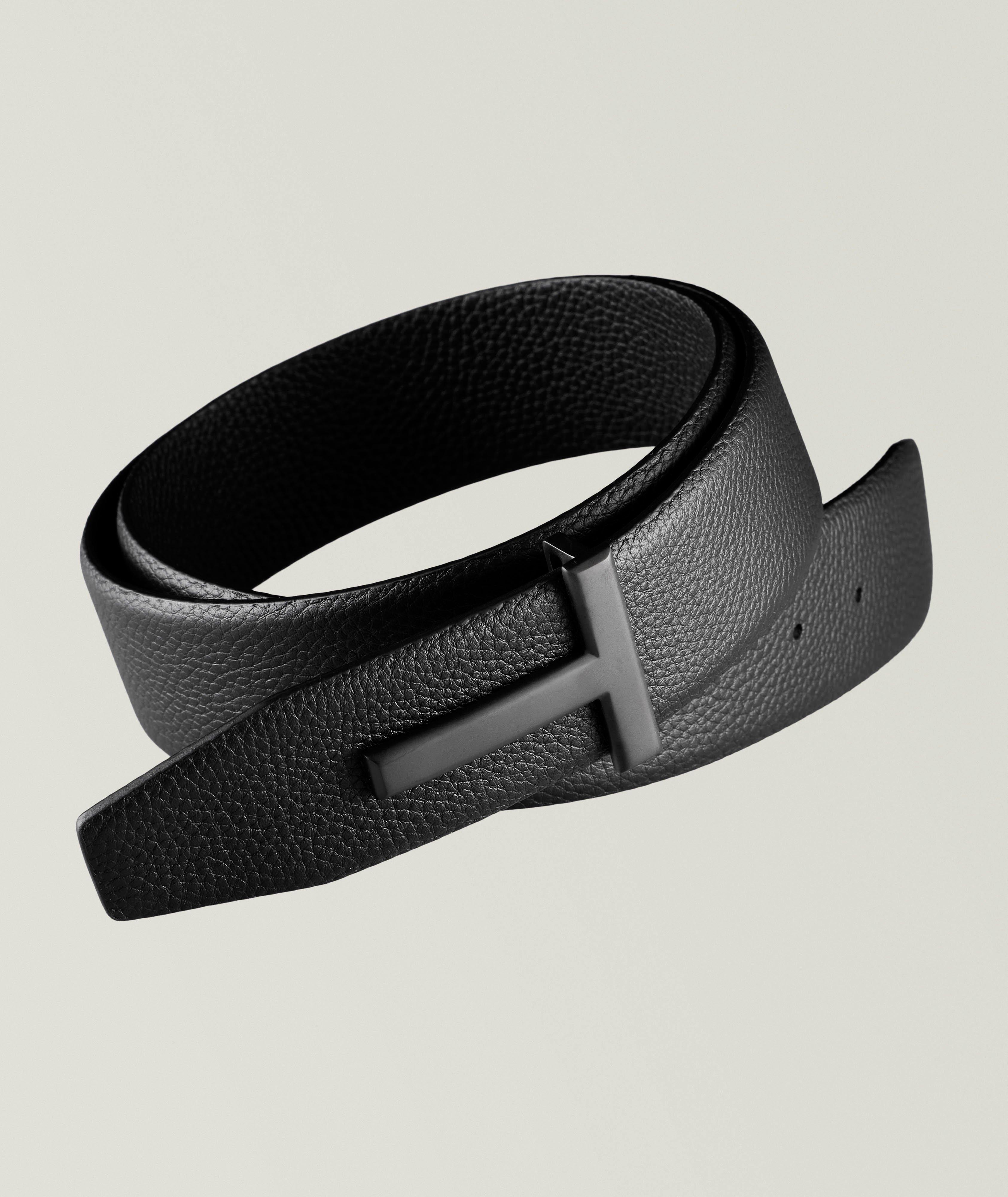 Reversible Grained Leather T-Buckle Belt  image 0