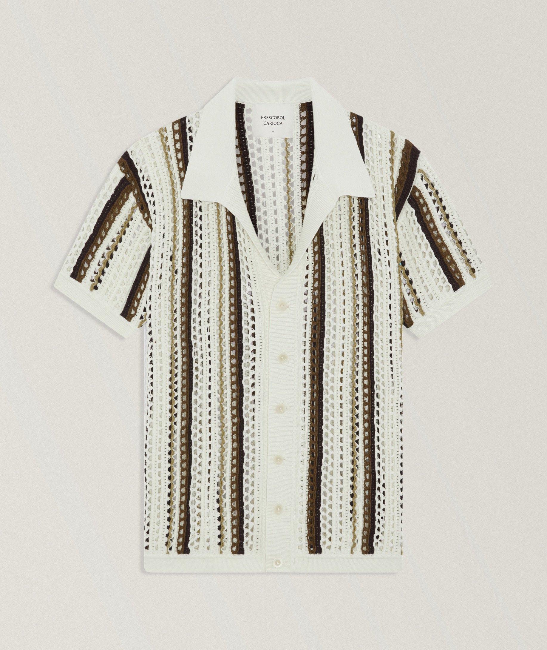 Frescobol Carioca Cardigan coton crochet rayé Pinto