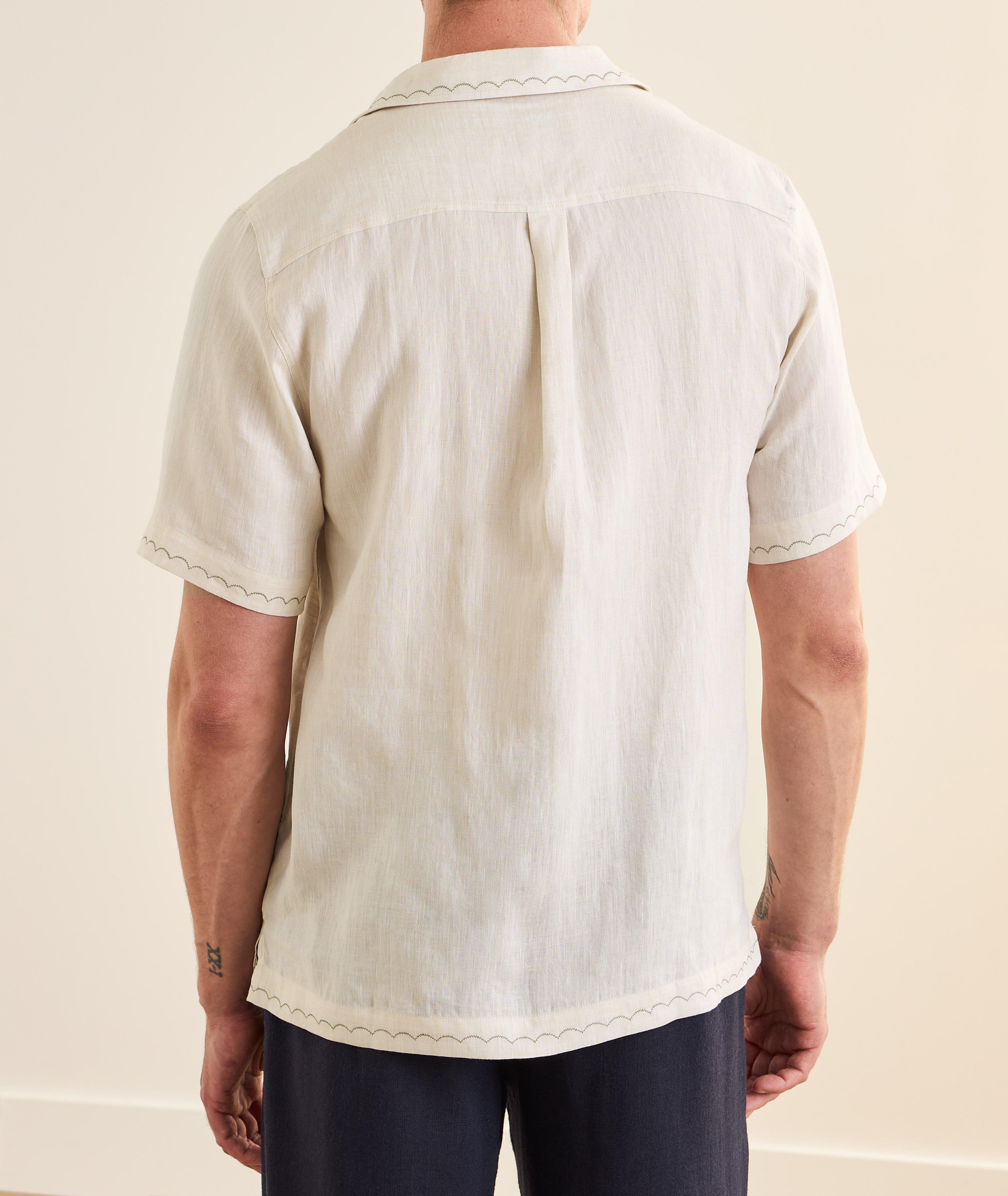 Alves Embroidered Palm Linen Camp Shirt image 3