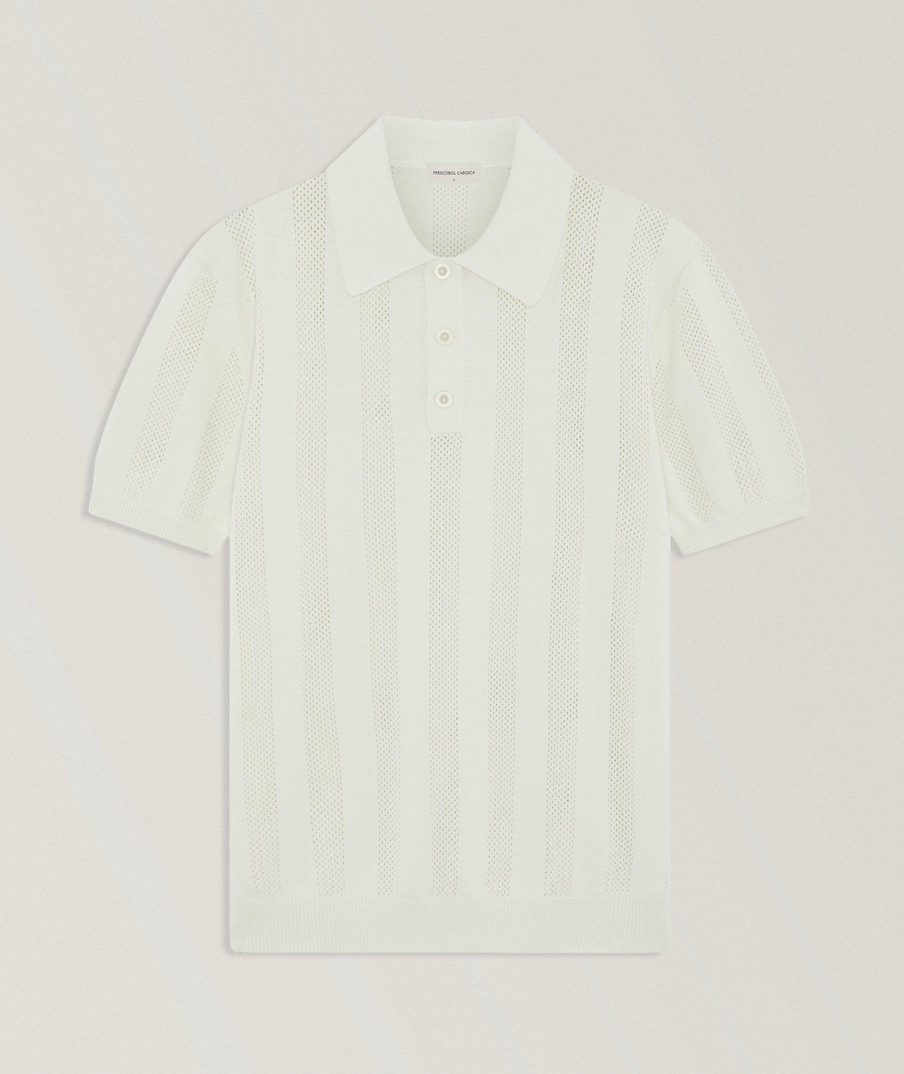 Frescobol Carioca Polo tricot coton rayures perforées Vidal