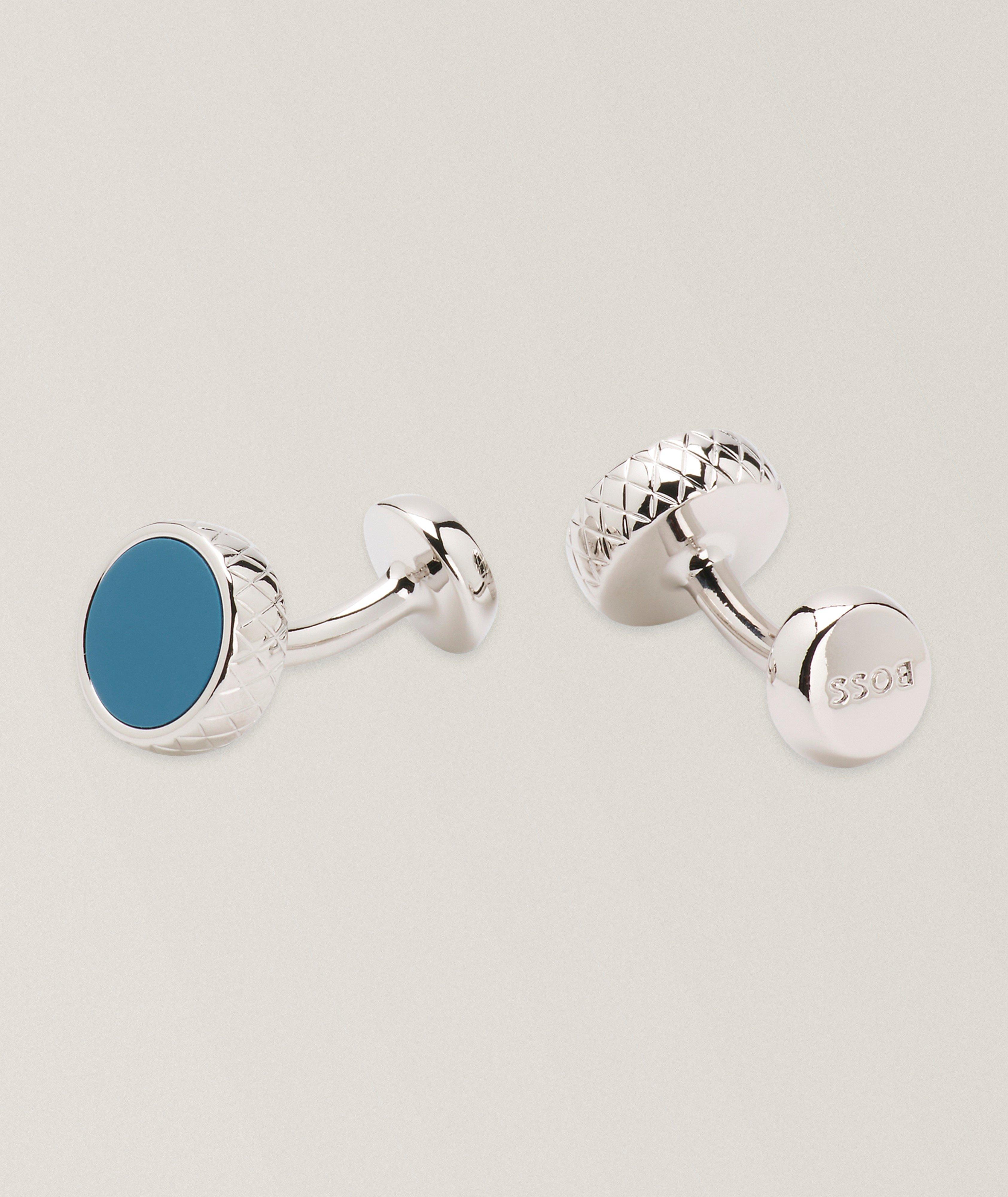 Elegant Round Enamel Cufflinks image 0