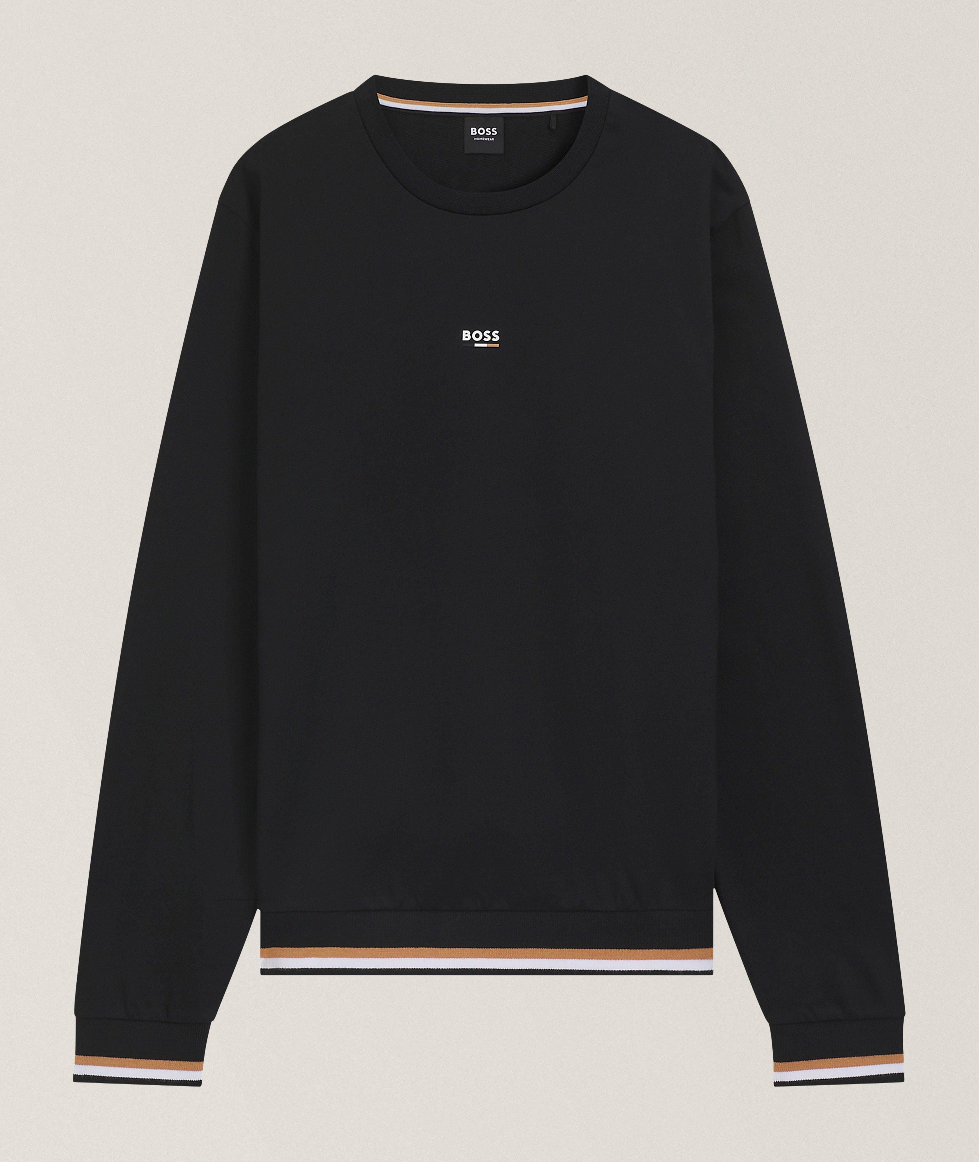 BOSS Sweatshirt éponge coton bordure-rayée iconique