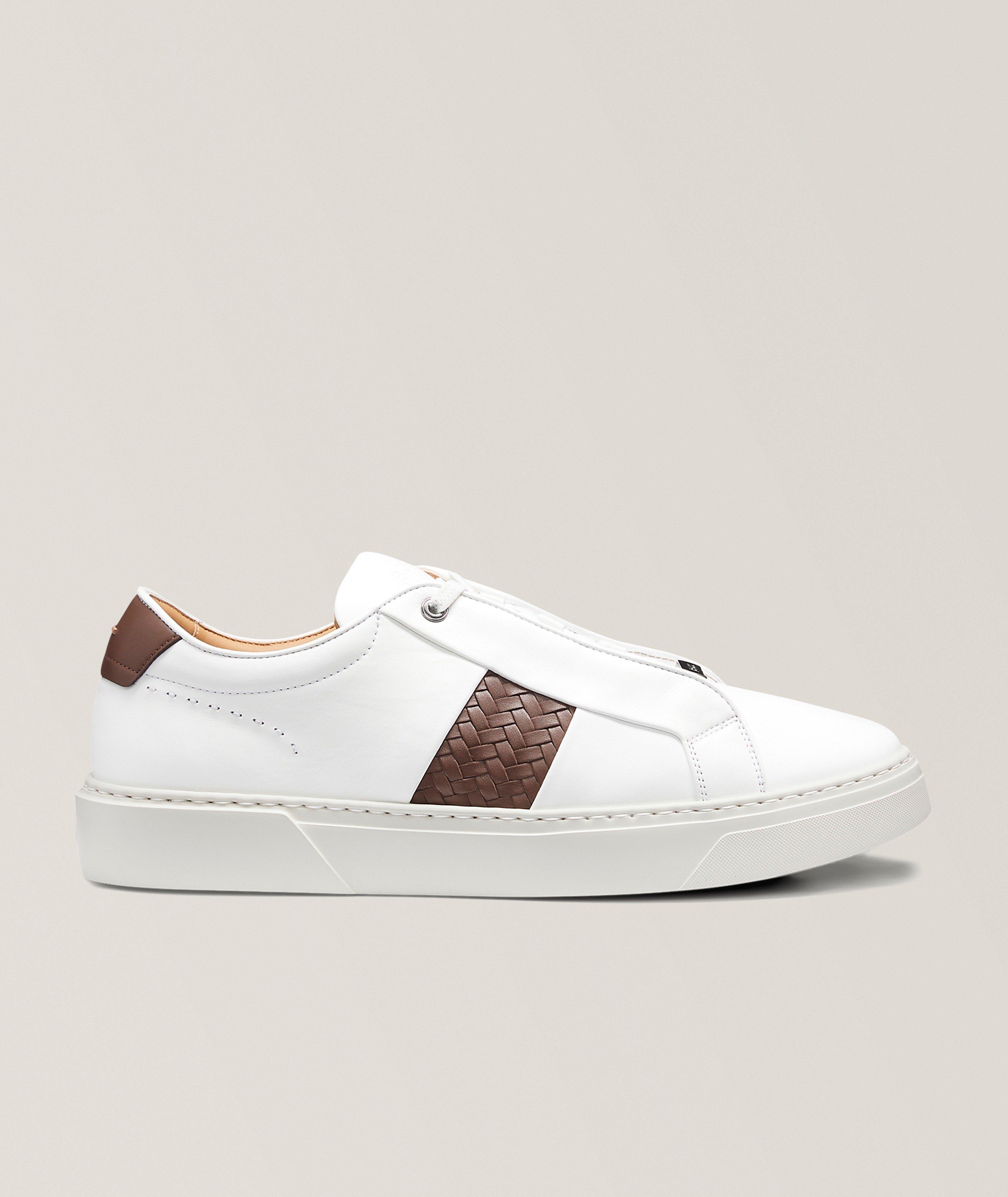 BOSS Gary Woven Leather Tennis Sneakers 