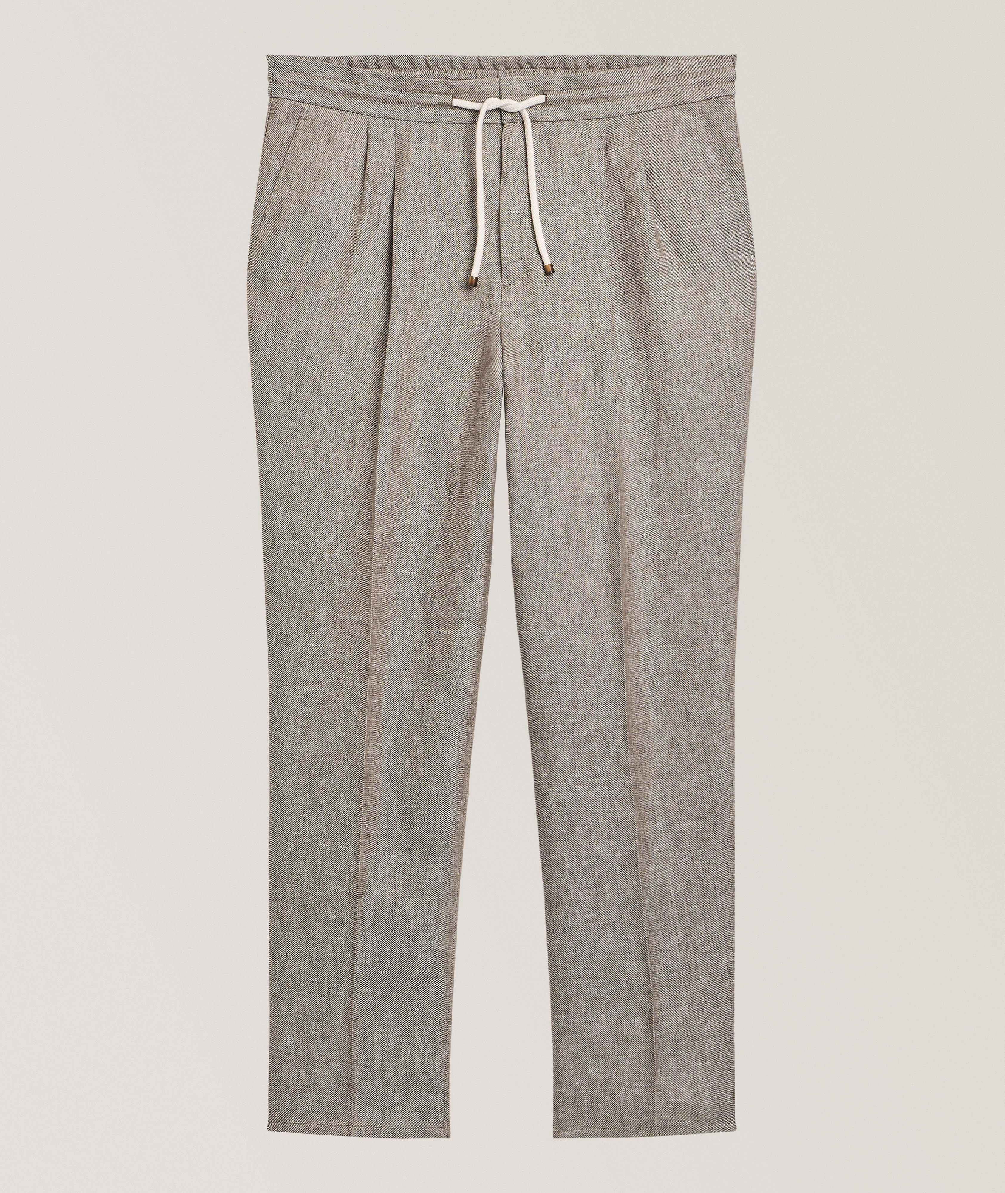 Brunello Cucinelli Pleated Linen-Blend Diagonal Twill Pants