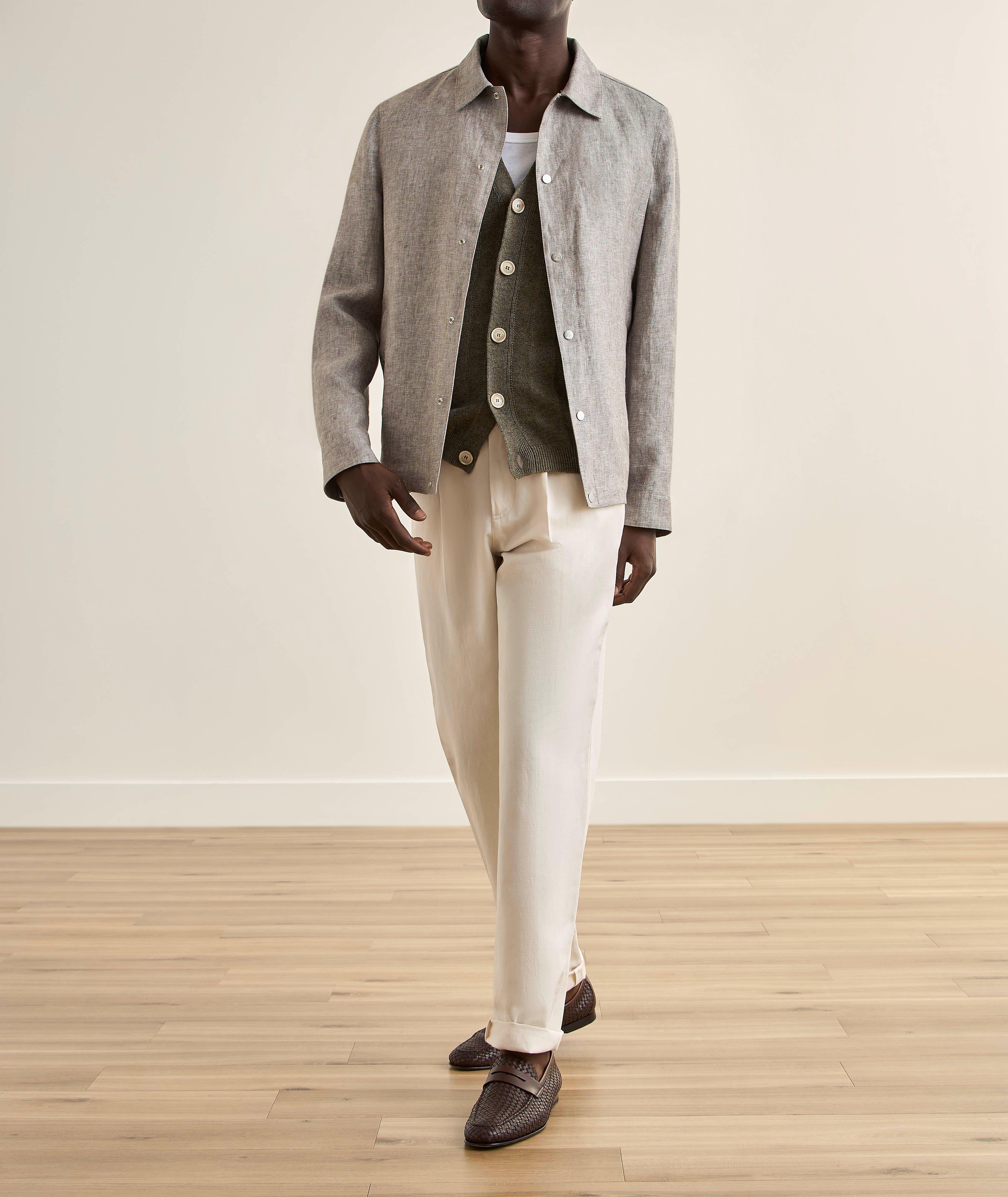 Linen-Blend Diagonal Twill Bomber image 4
