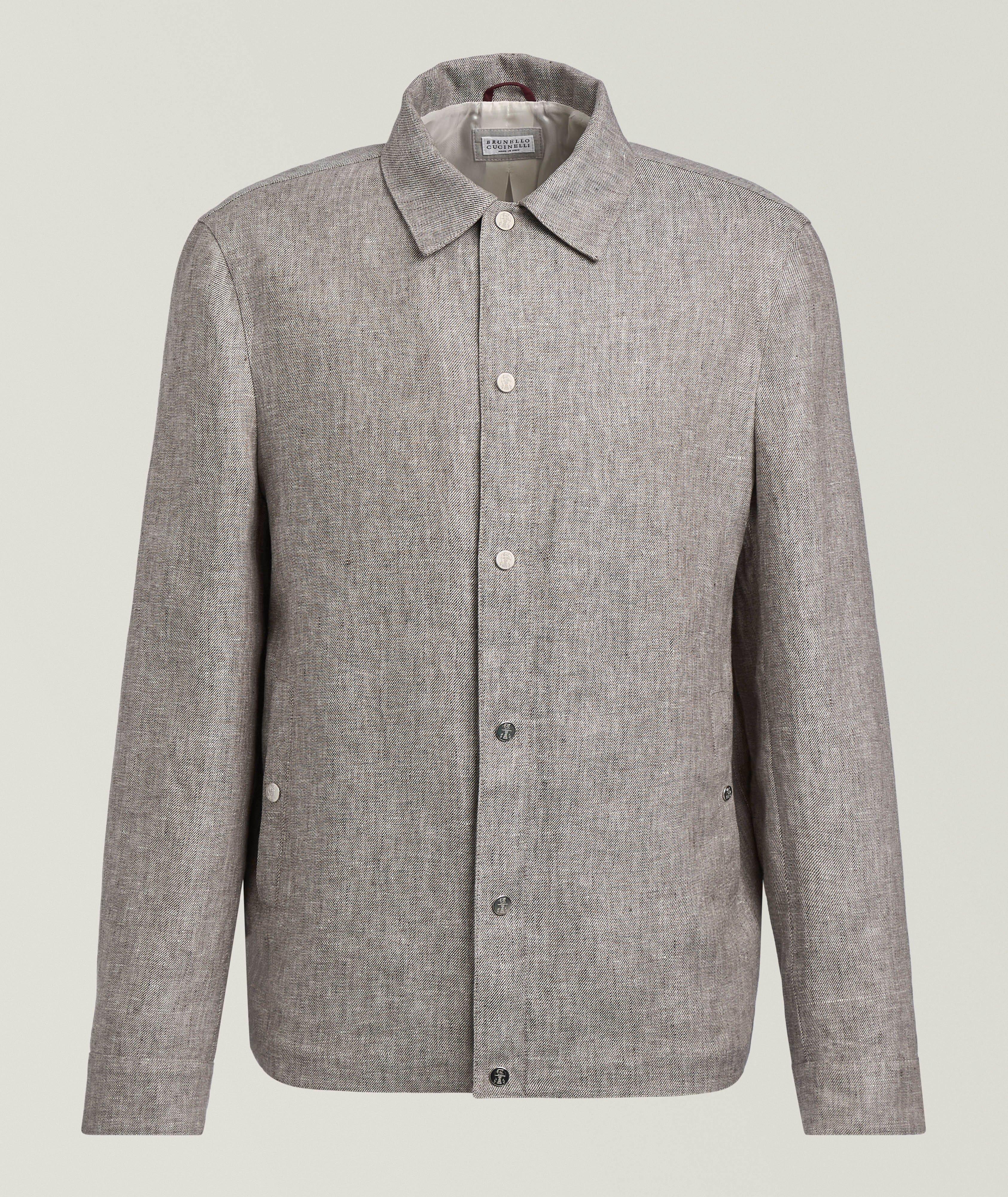 Linen-Blend Diagonal Twill Bomber image 0