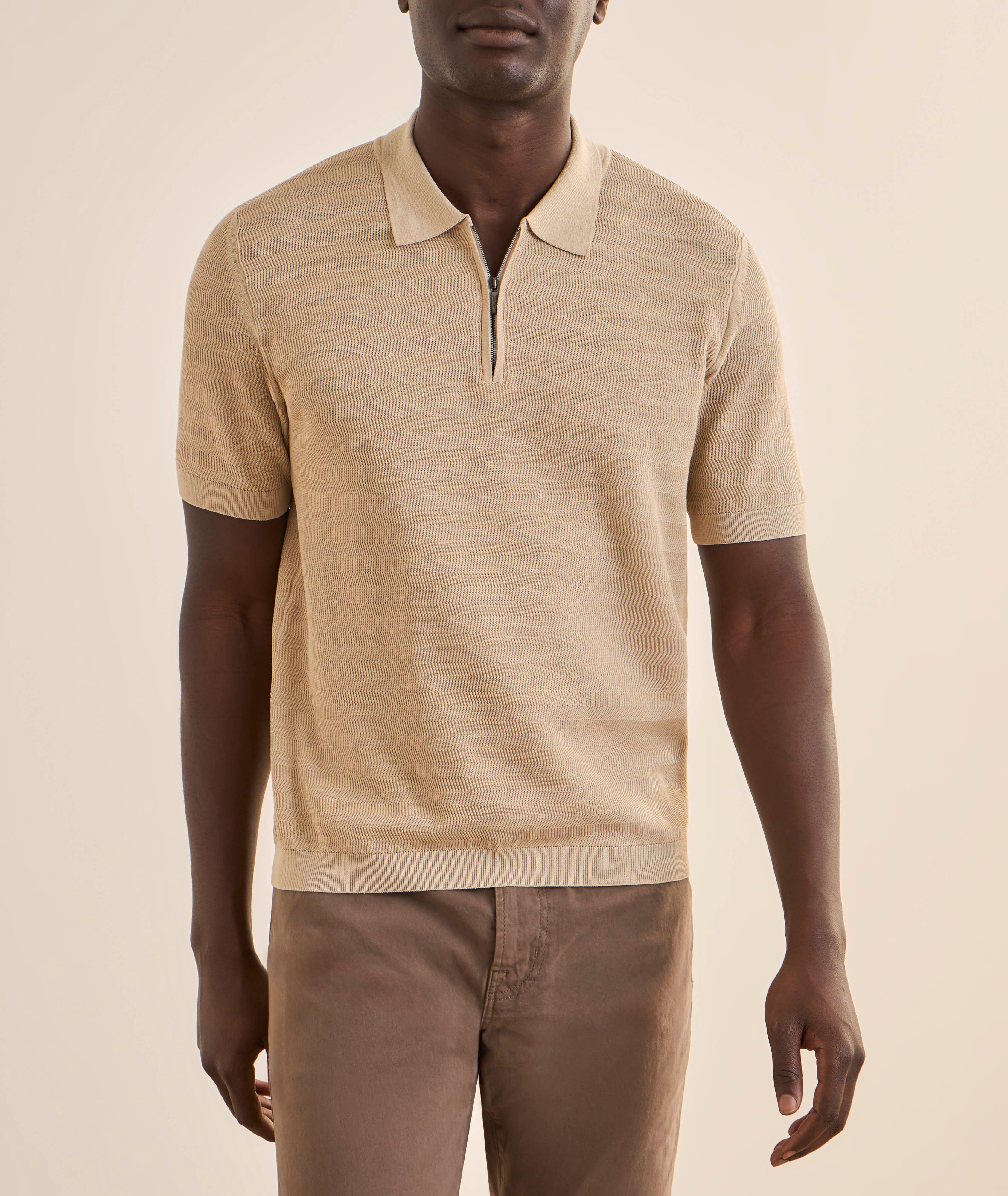 Textured Silk-Cotton Quarter-Zip Polo image 1
