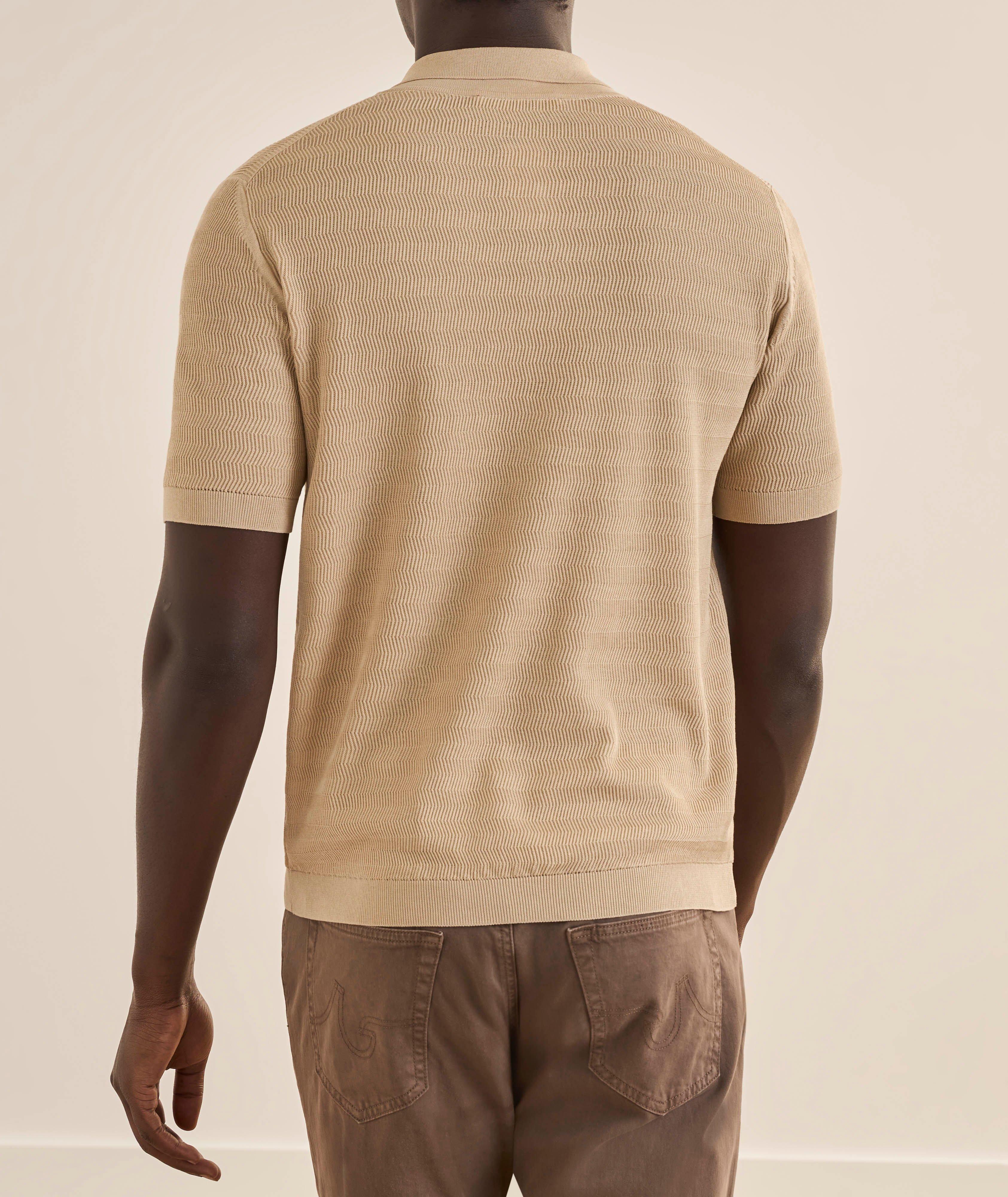 Textured Silk-Cotton Quarter-Zip Polo image 2