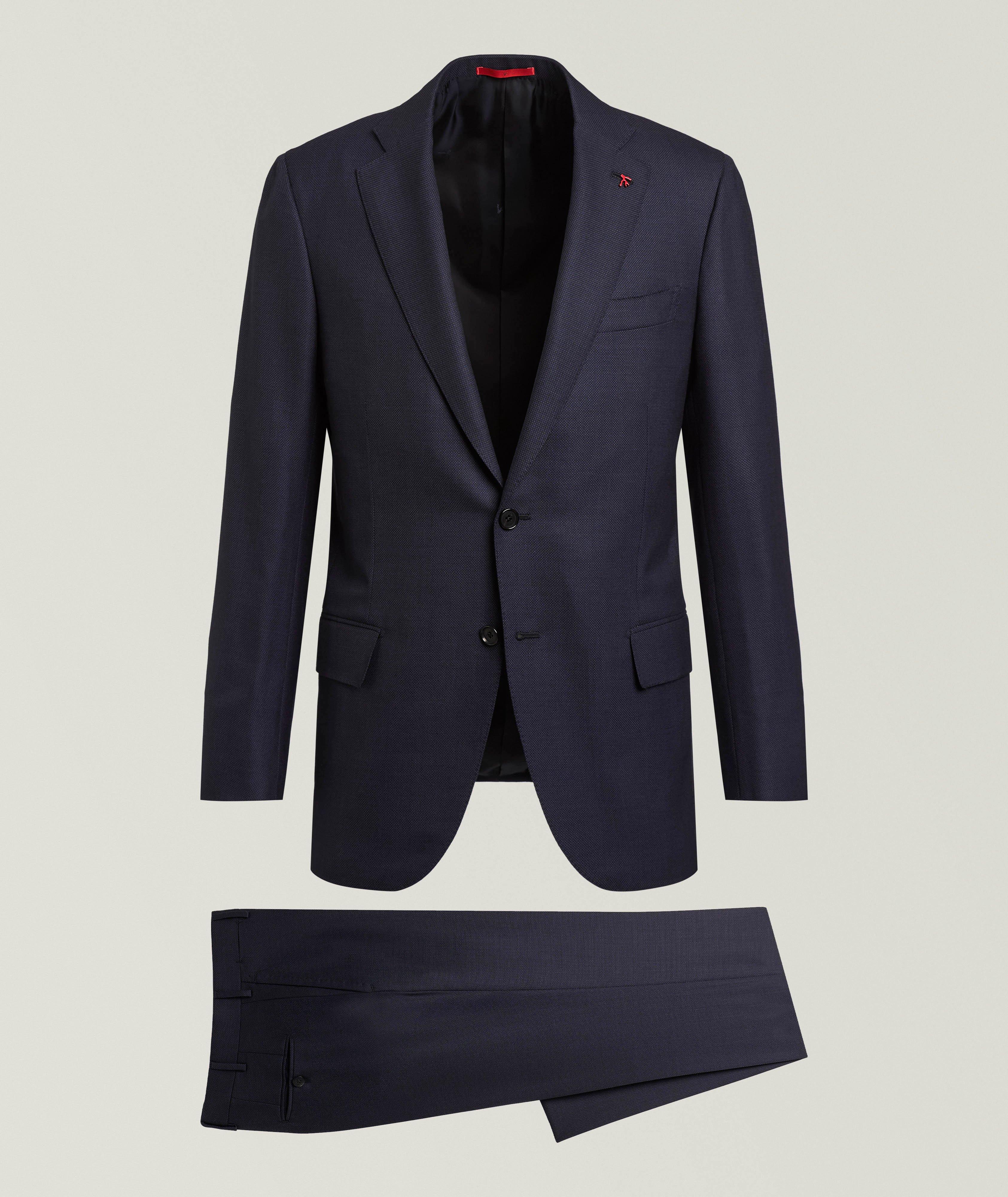Isaia Sanita Birdseye Wool Suit