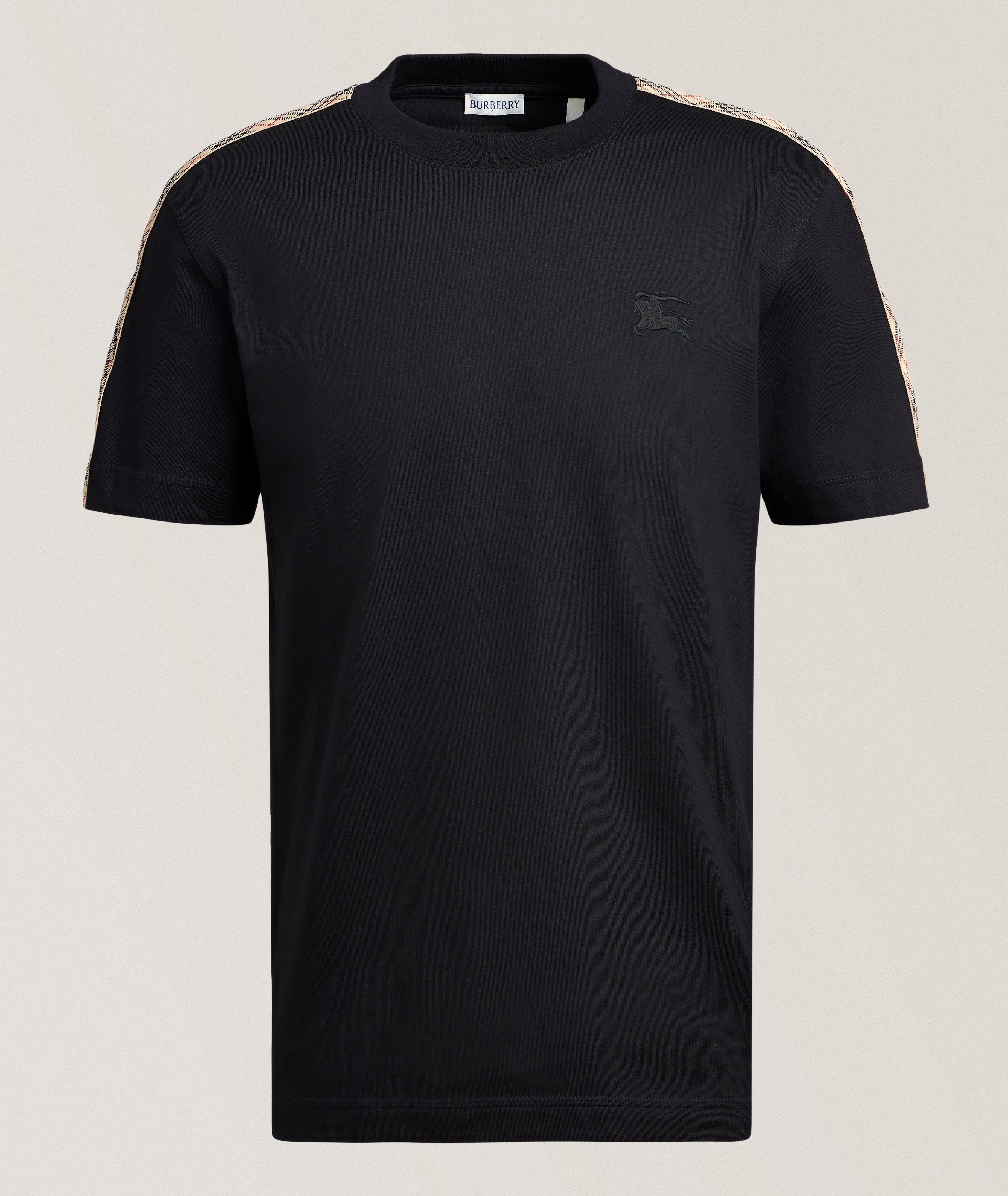 Burberry Checked Trim Stretch-Cotton T-Shirt