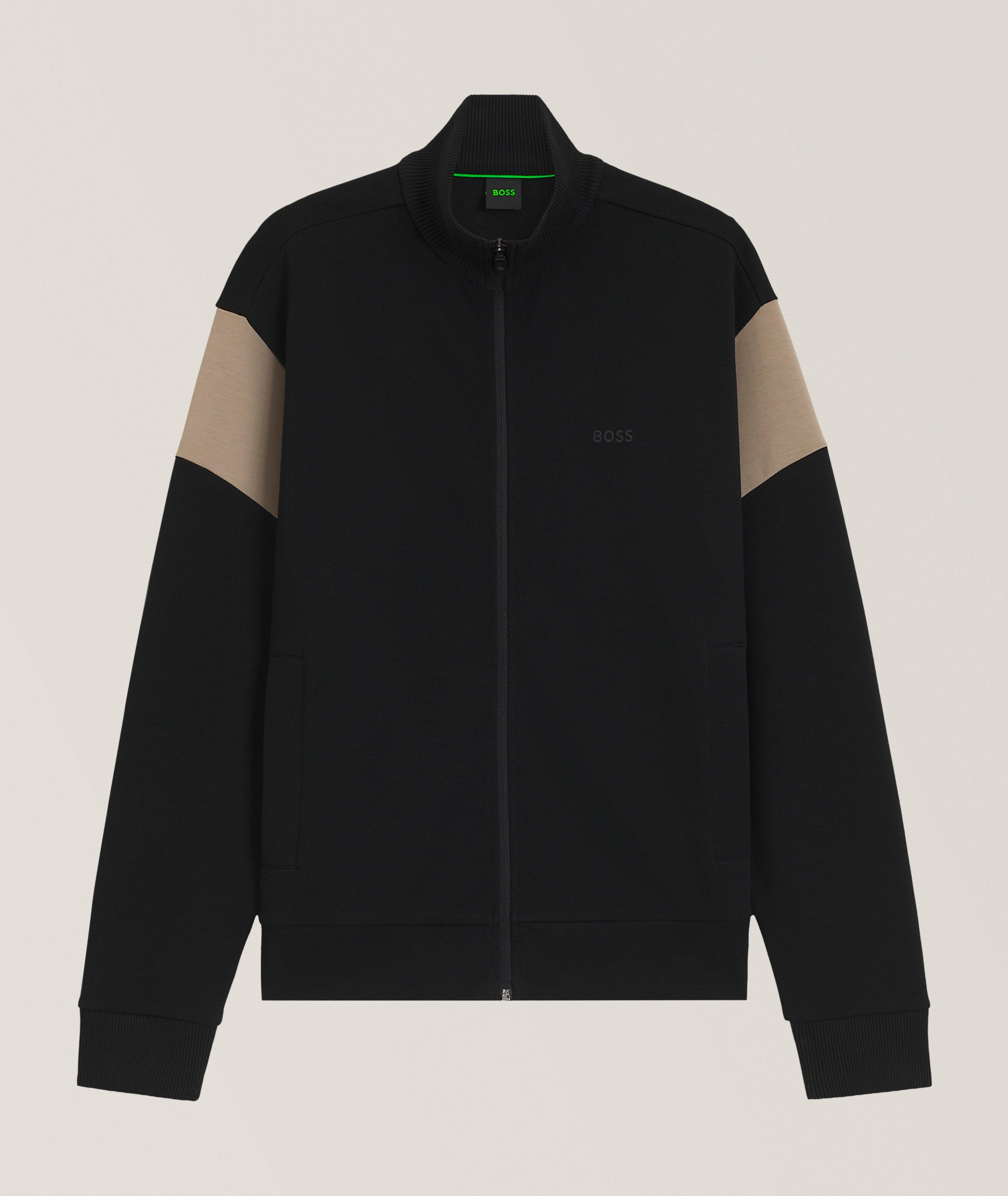 BOSS Contrast Inserts Full-Zip Sweatshirt 