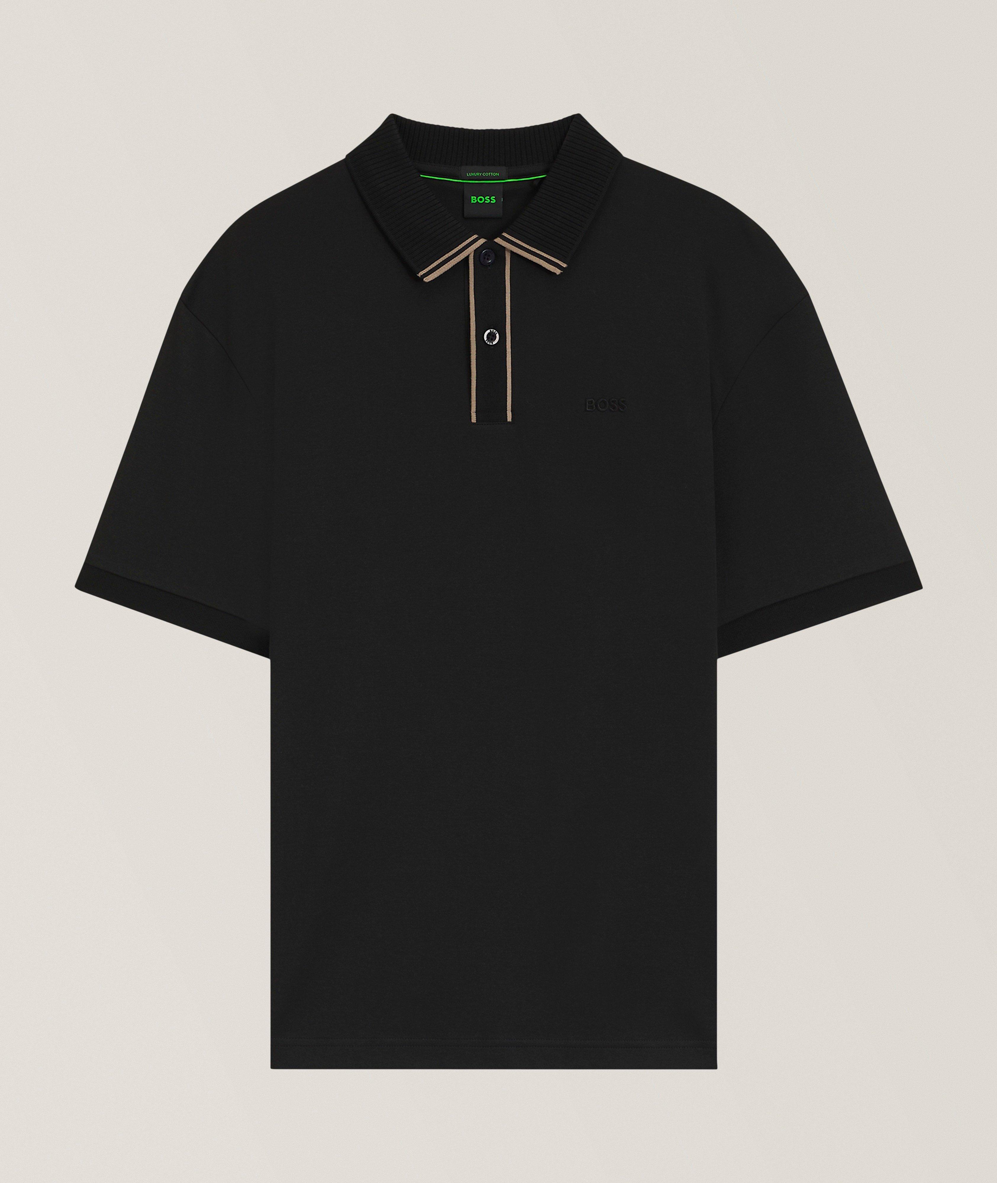 BOSS Paddy Striped-Trim Cotton Interlock Polo