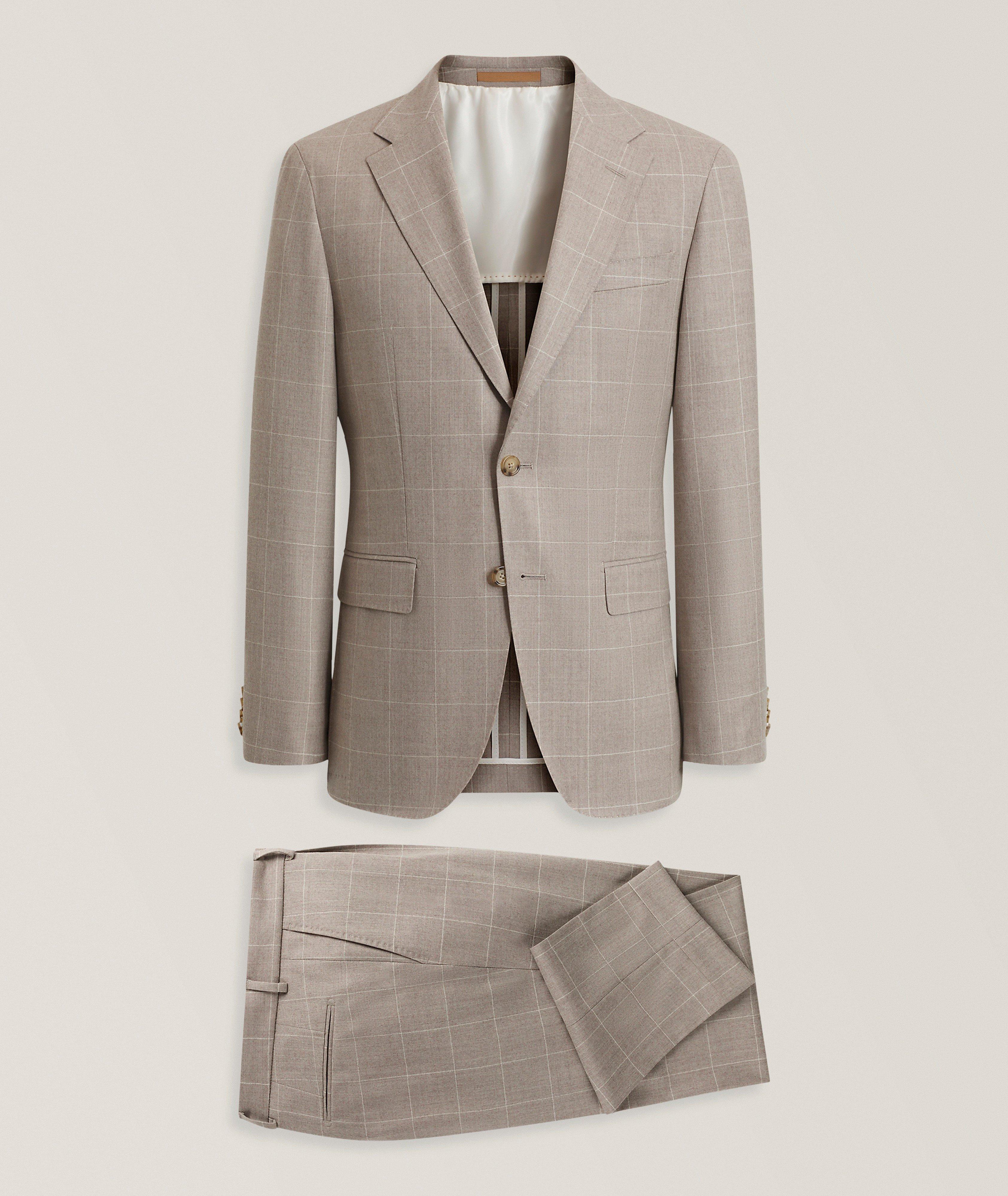 BOSS Heston Slim-Fit Check Wool Suit 