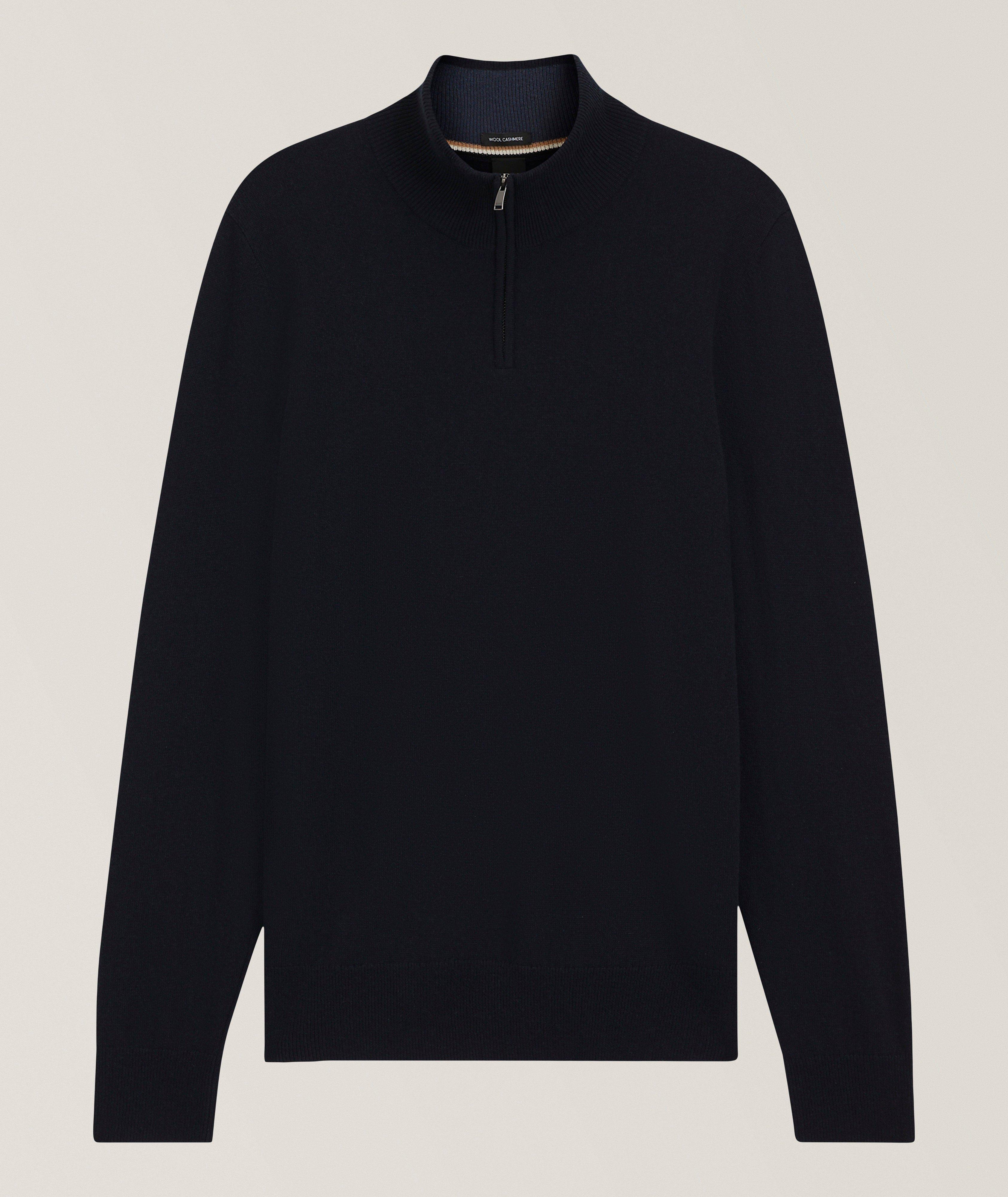BOSS Hemarlo Wool-Cashmere Quarter-Zip Sweater