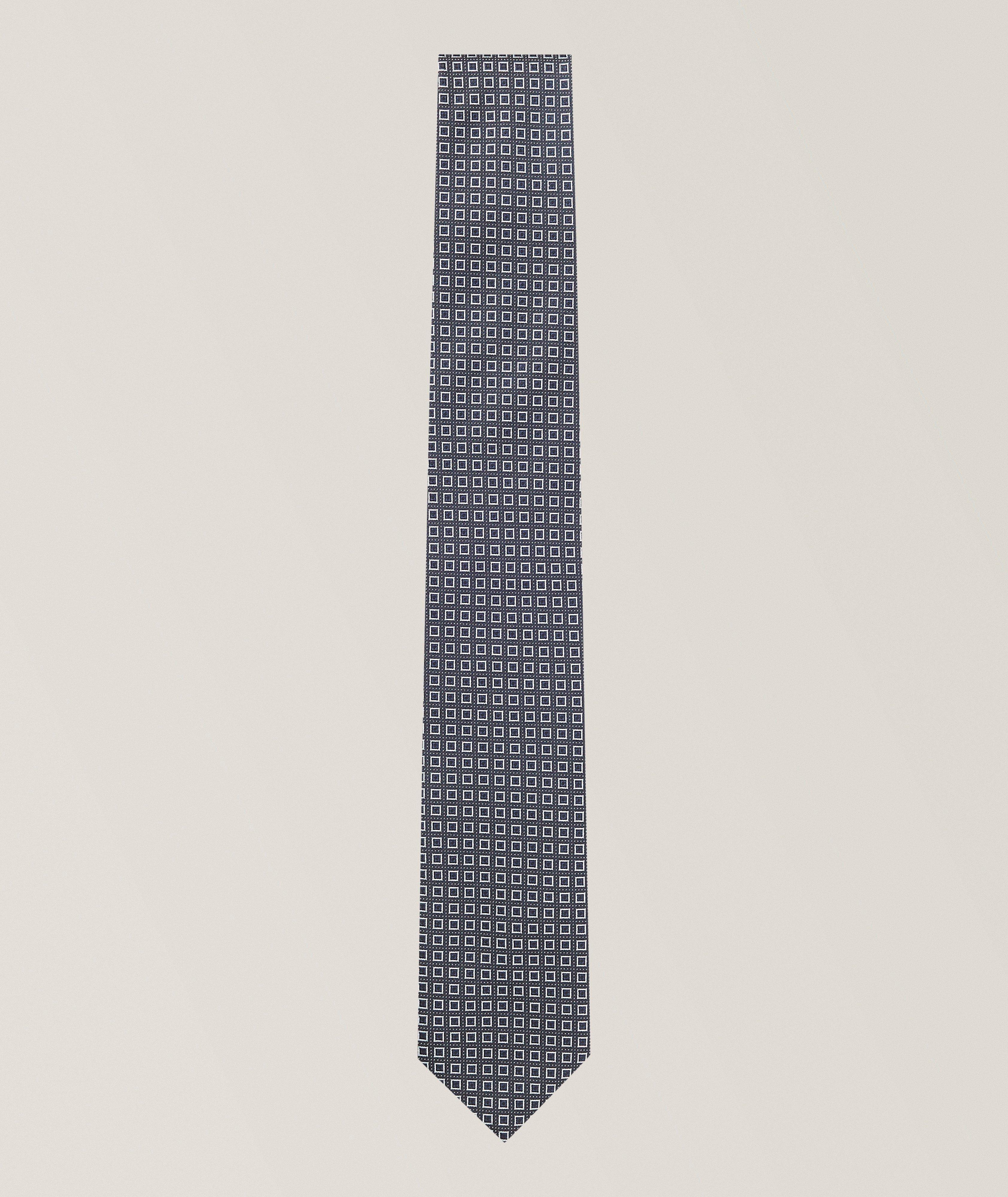 BOSS Cravate en soie-mélange jacquard micro-imprimé