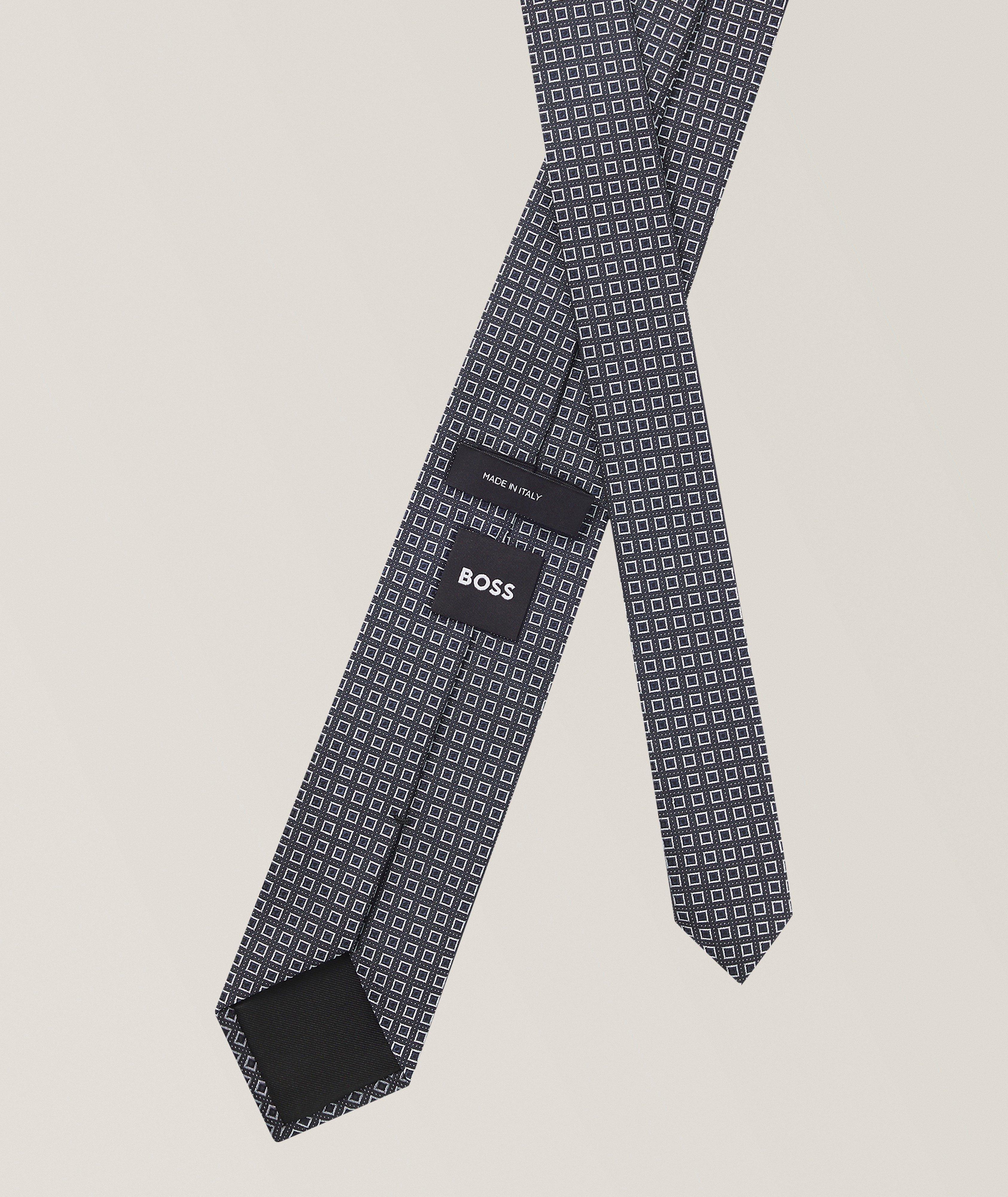 Cravate en soie-mélange jacquard micro-imprimé image 1