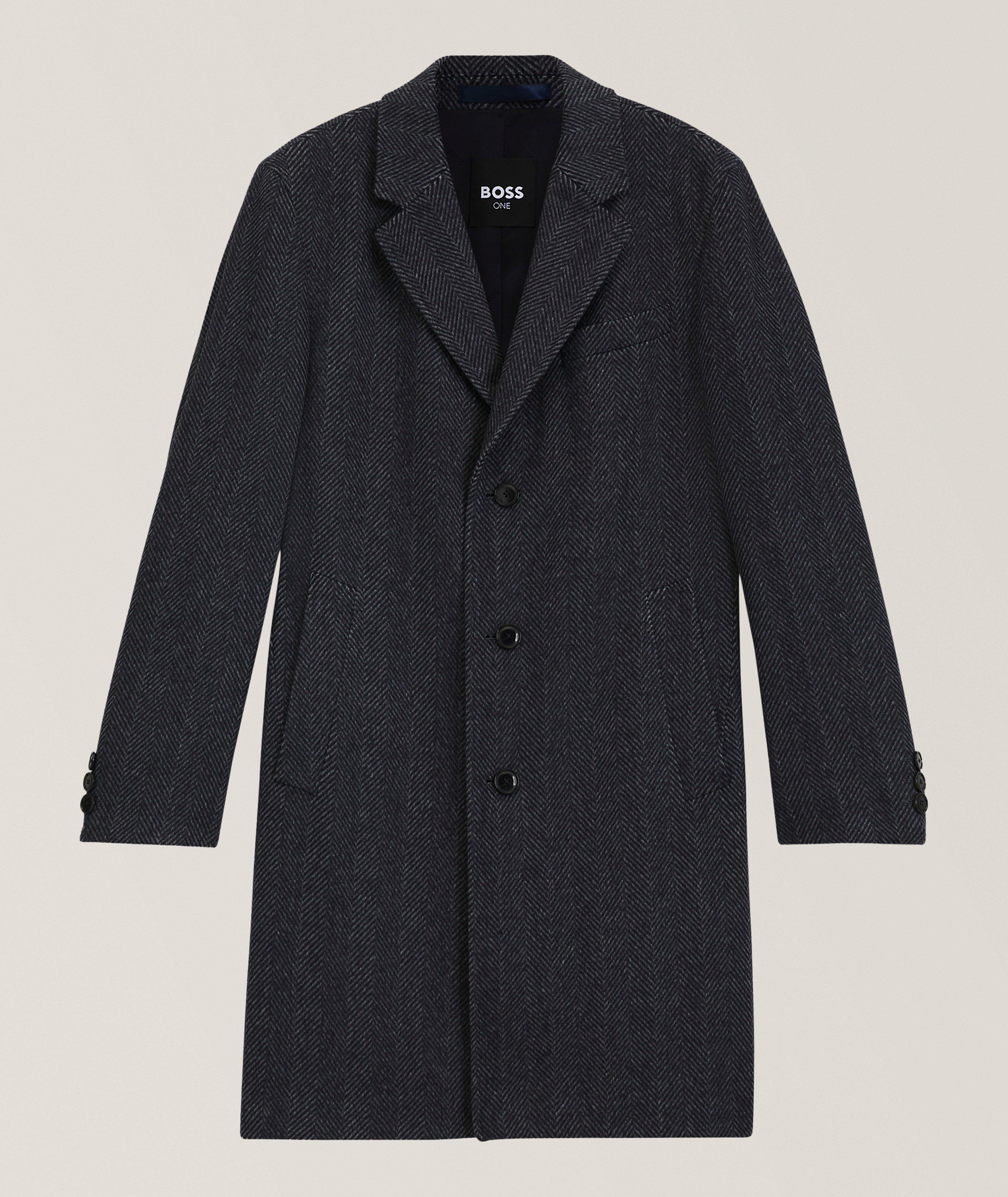 BOSS Jared Herringbone Wool-Cashmere Coat 