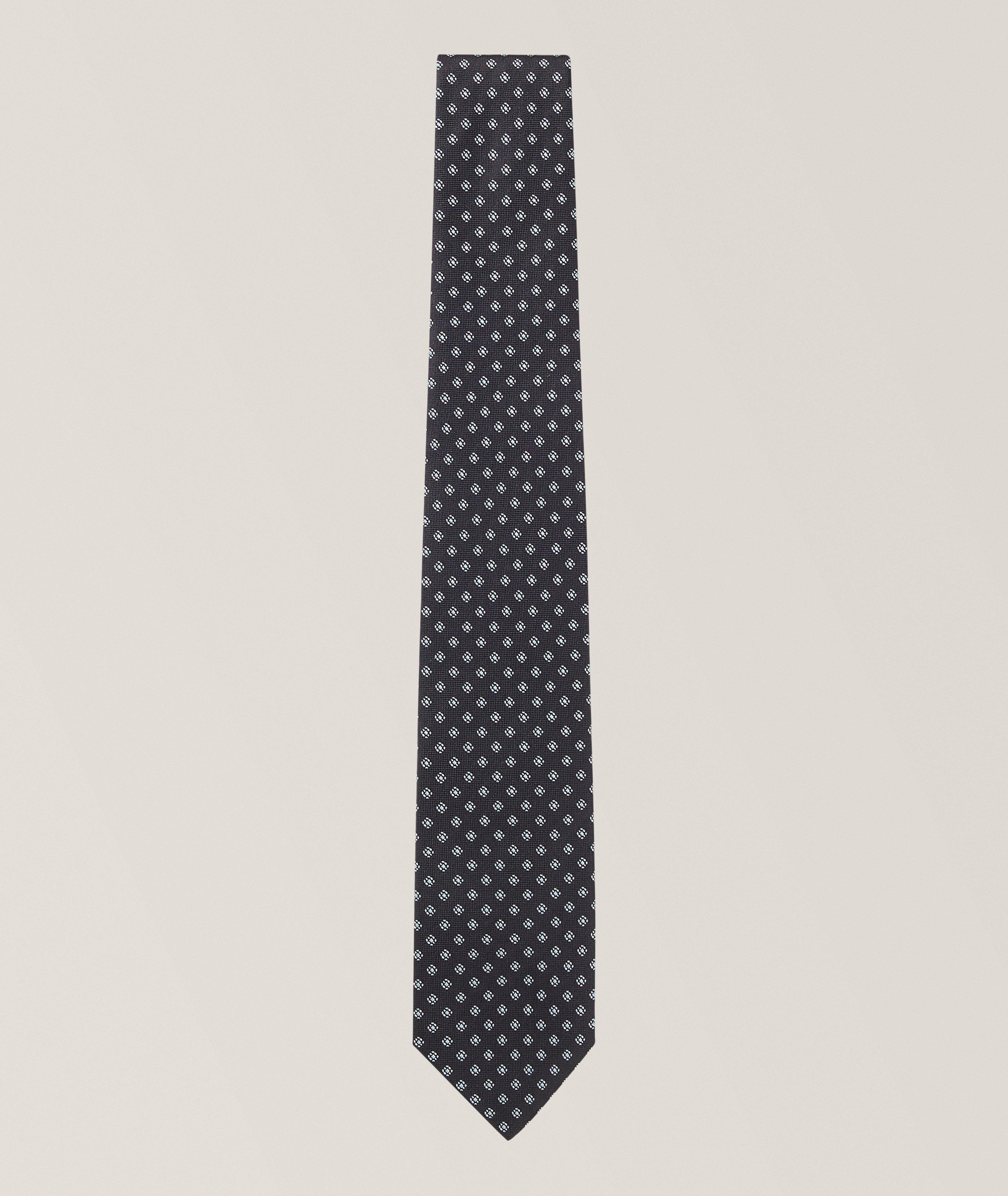 BOSS Cravate en soie jacquard répétée