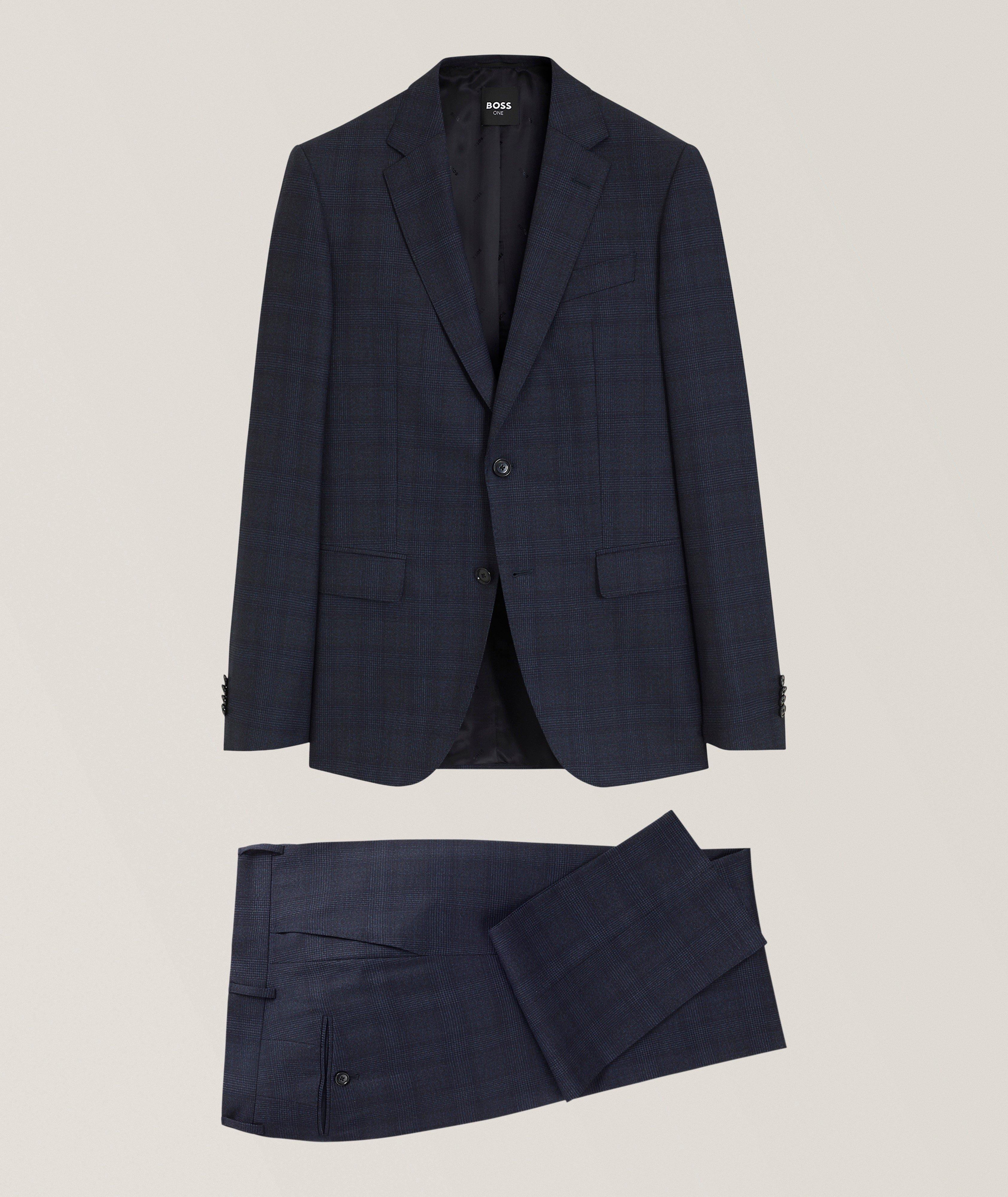 BOSS Slim-Fit Checked Virgin Wool Suit