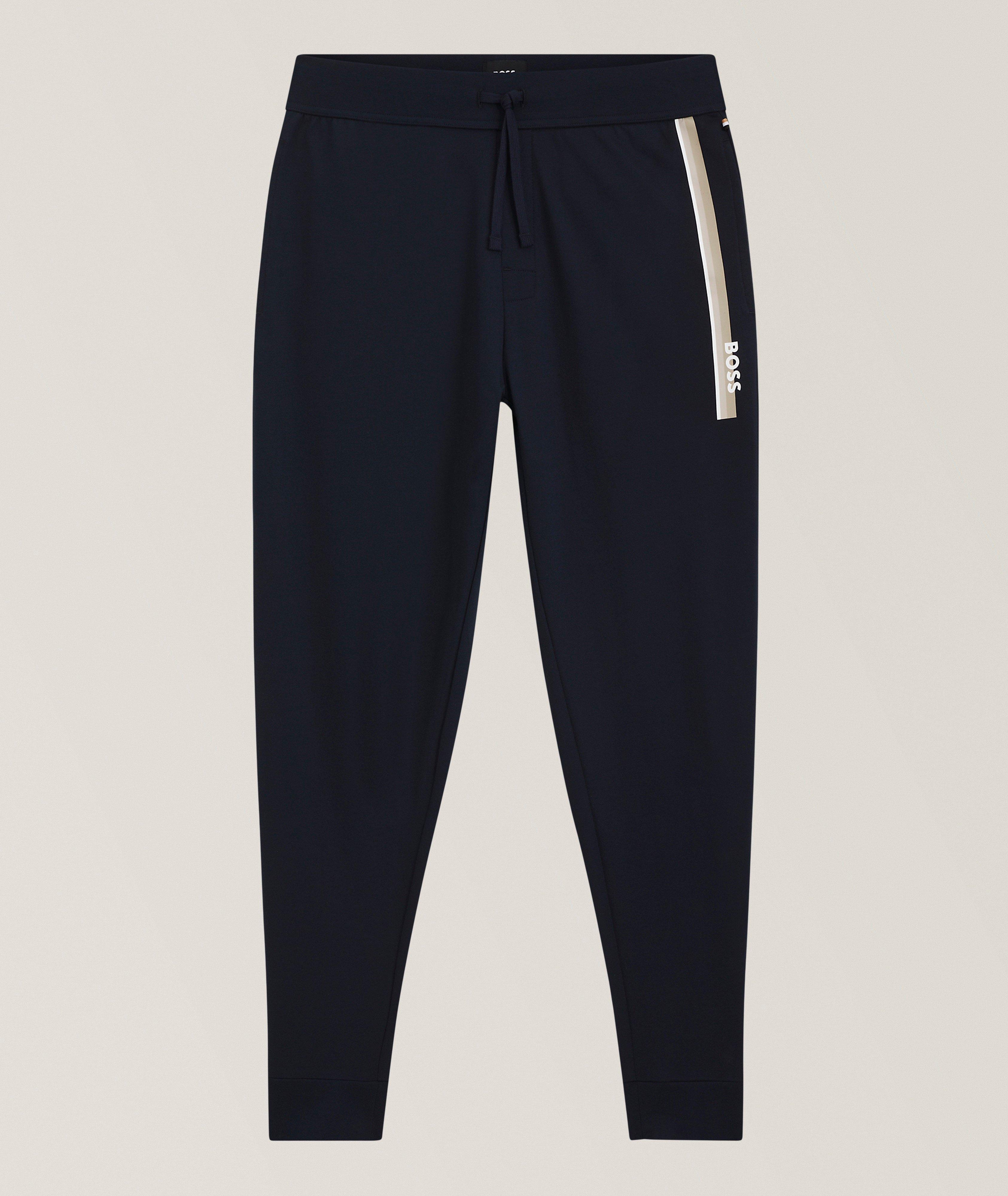 BOSS Striped Logo Cotton Tracksuit Pants
