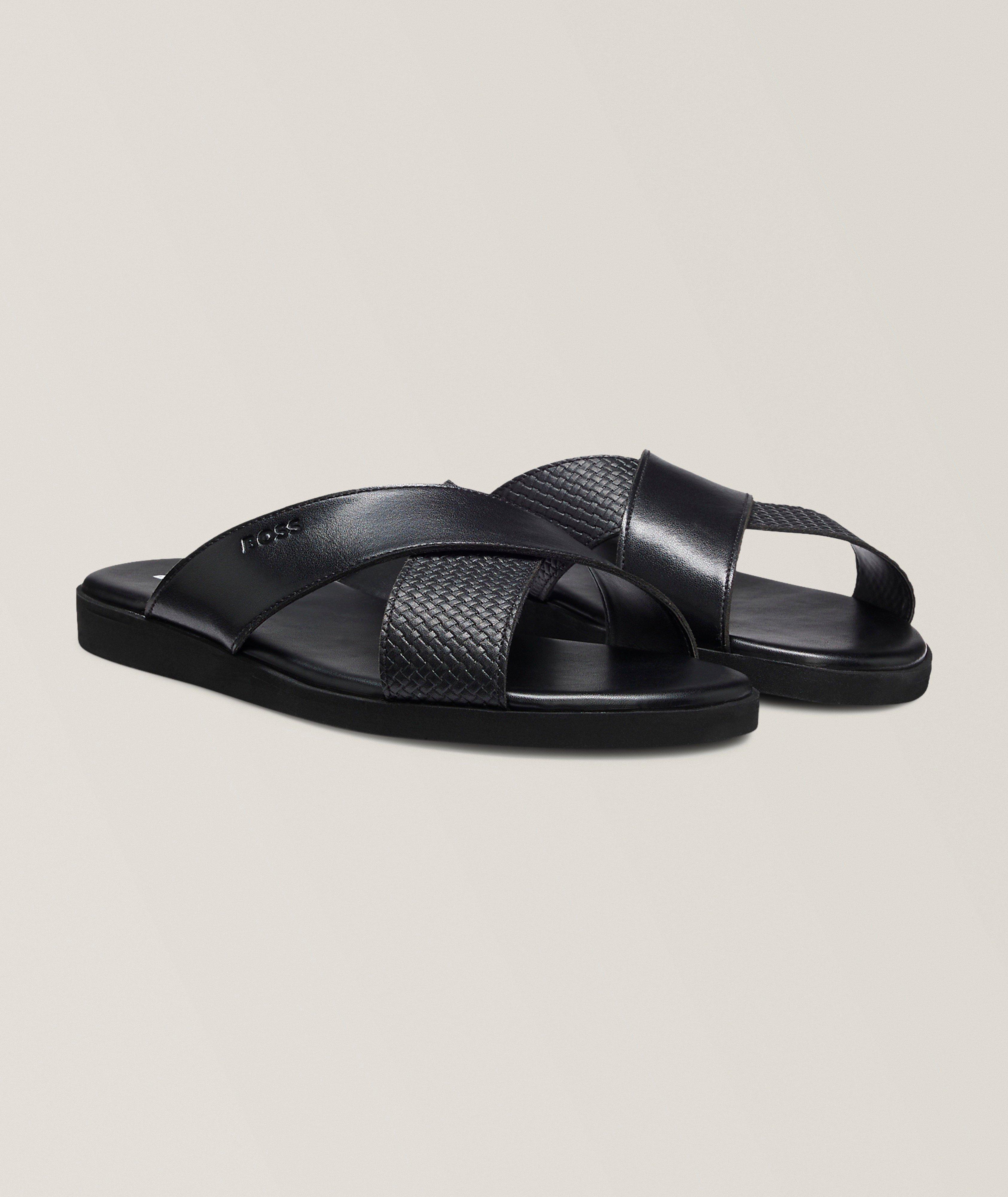 Crisscross Faux Leather Slides image 3