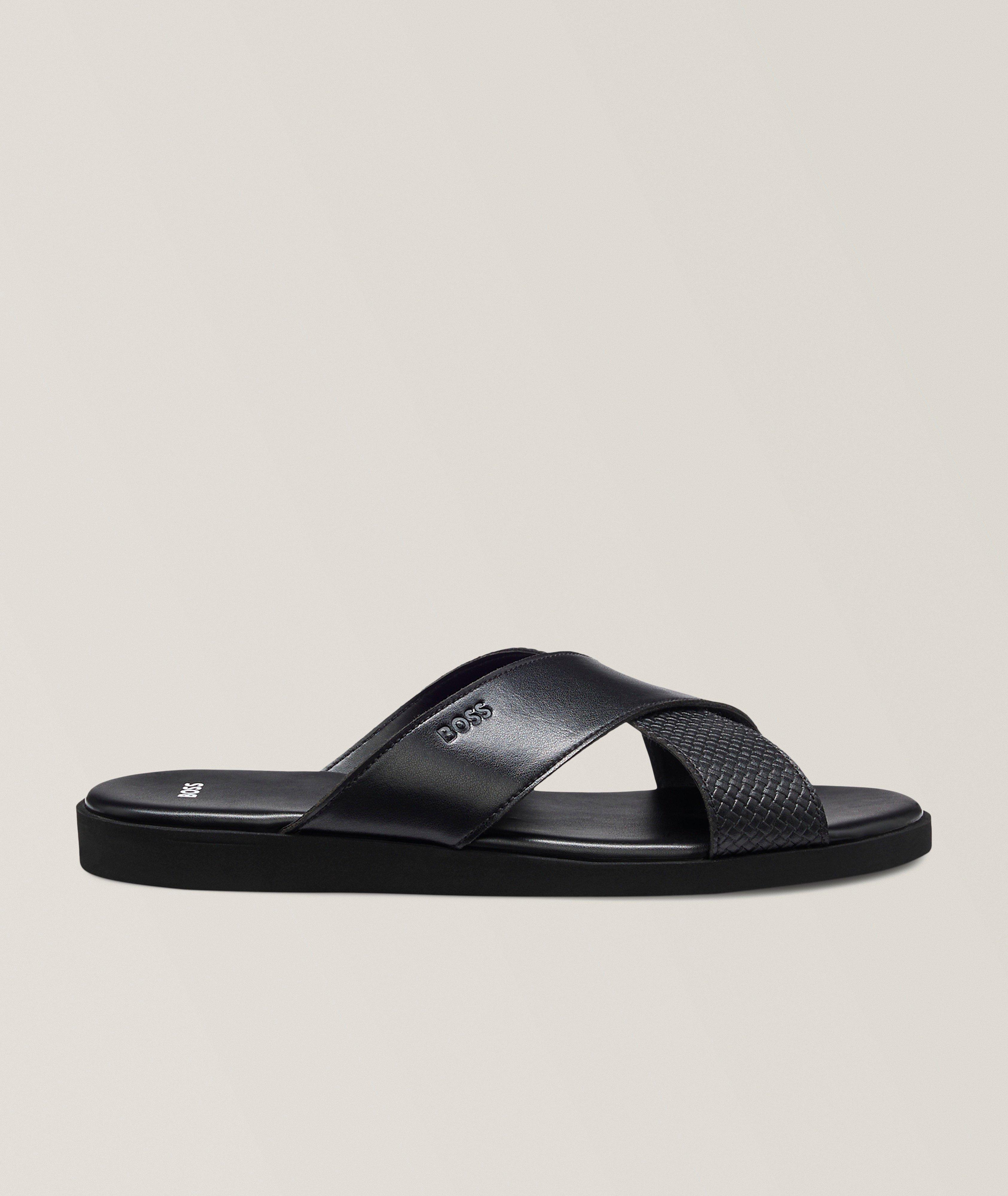 Crisscross Faux Leather Slides image 0
