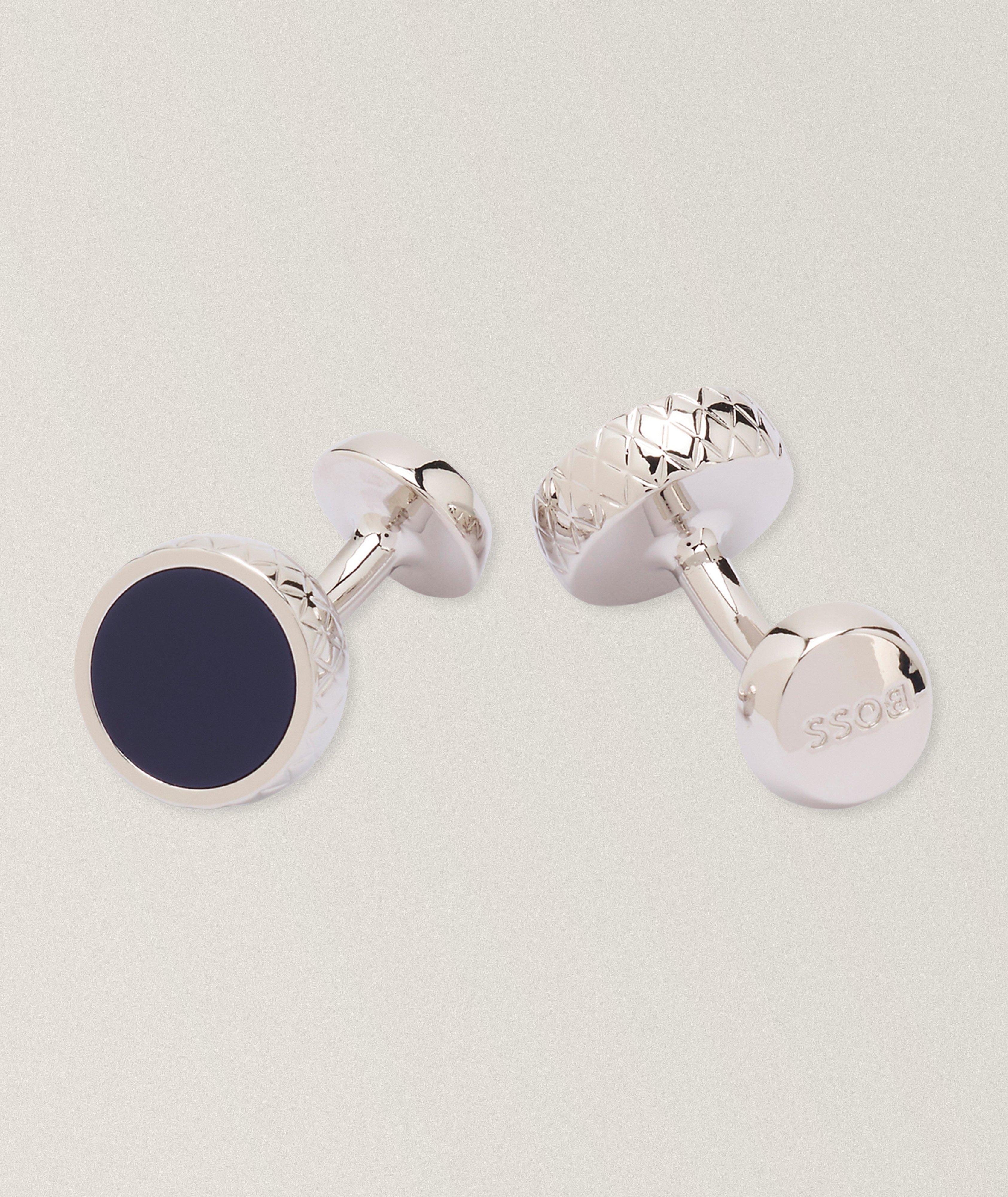 BOSS Round Enamel Insert Cufflinks | Jewellery & Cufflinks | Harry Rosen