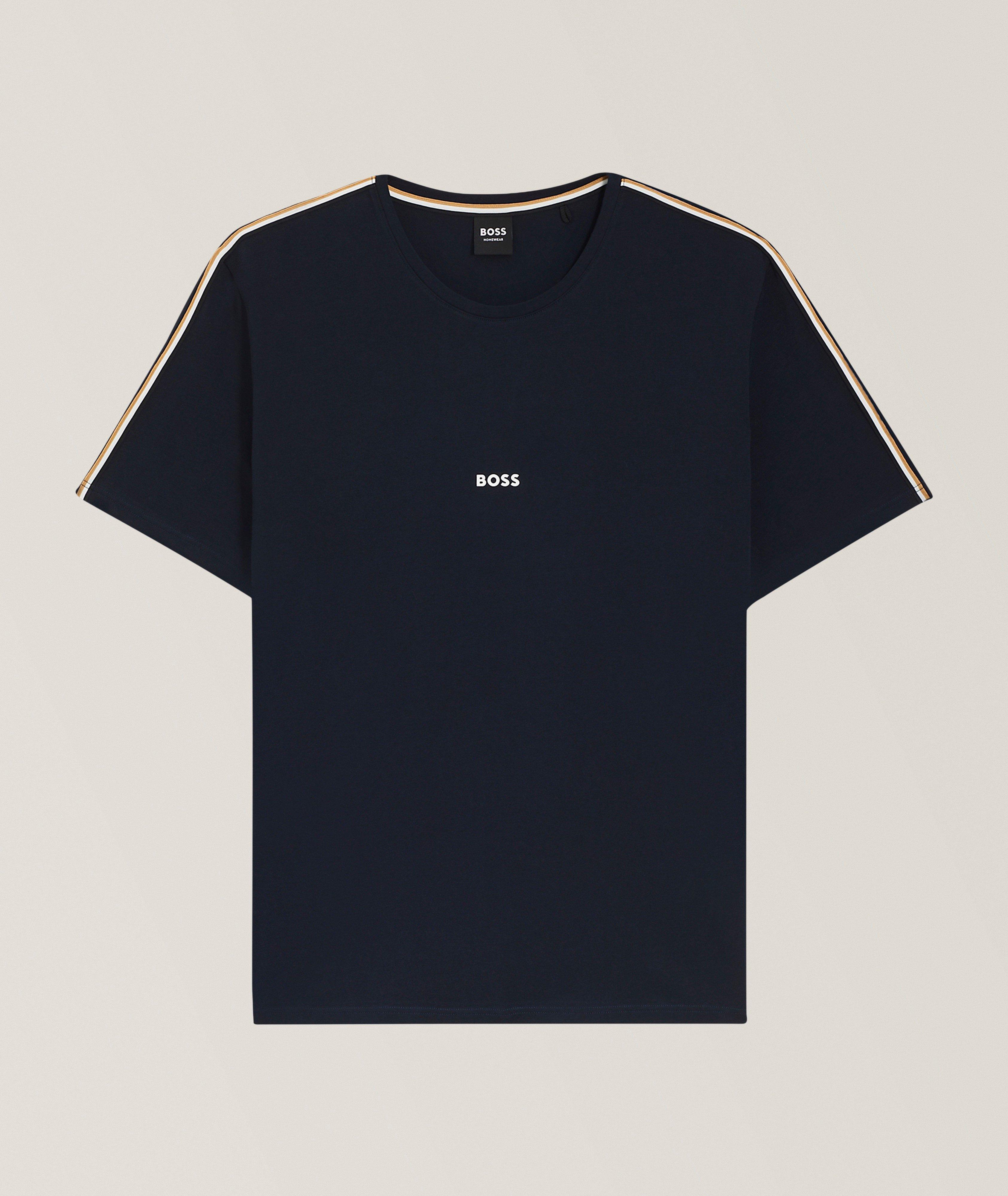 BOSS Stretch-Cotton Stripe-Tape T-Shirt 