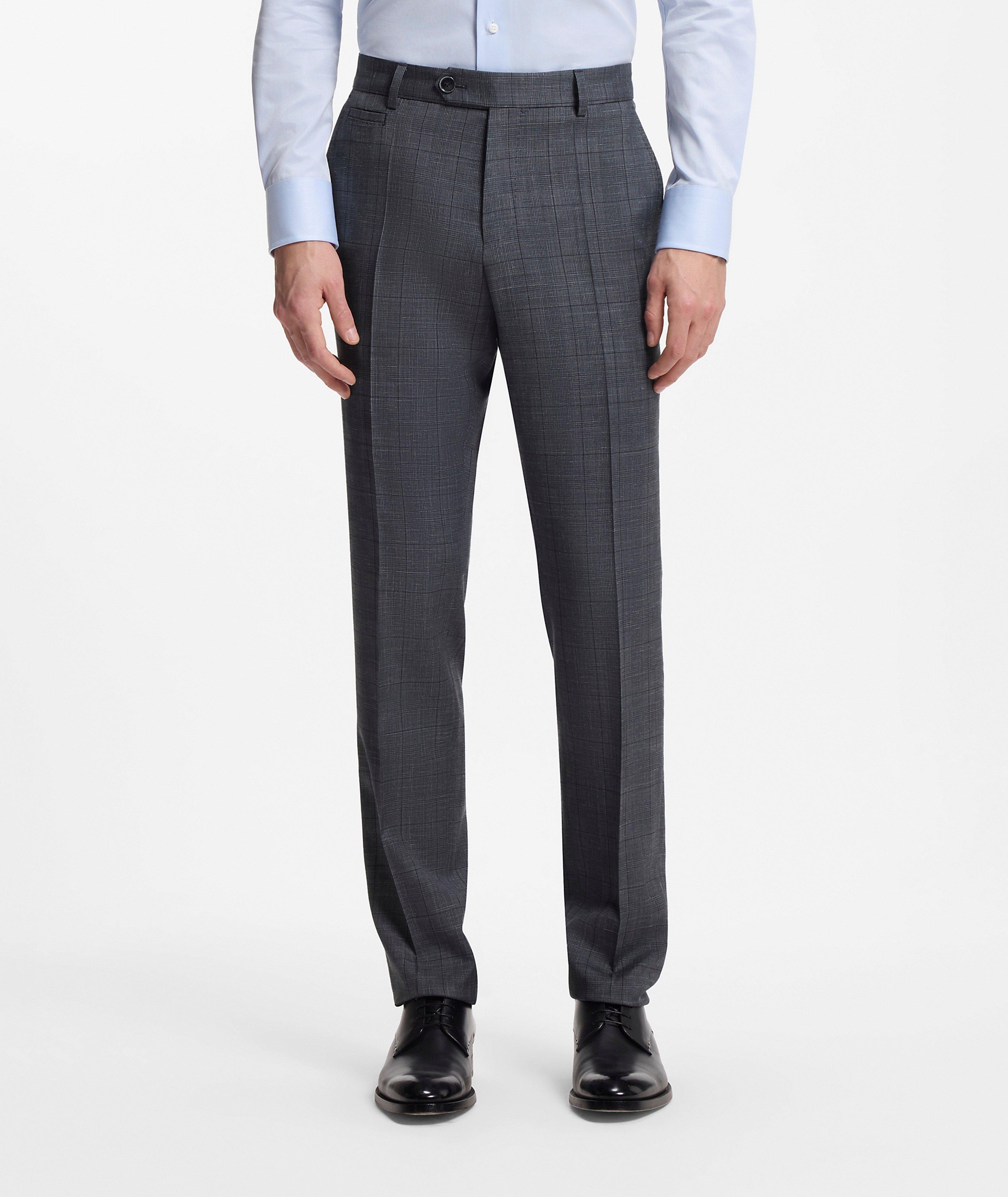 BOSS Gee Checked Wool-Silk-Linen Dress Pants | Dress Pants | Harry Rosen