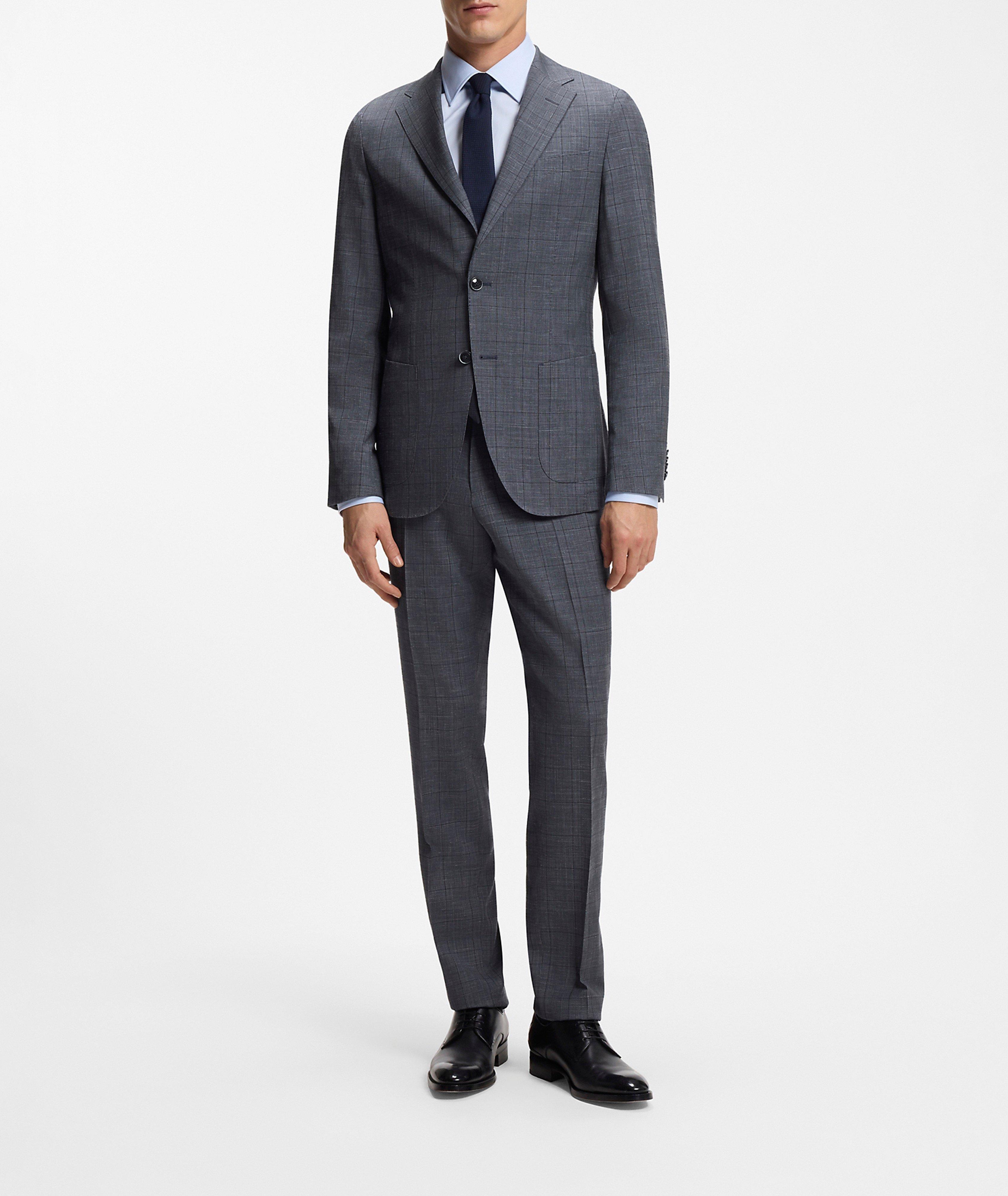 BOSS Gee Checked Wool-Silk-Linen Dress Pants | Dress Pants | Harry Rosen