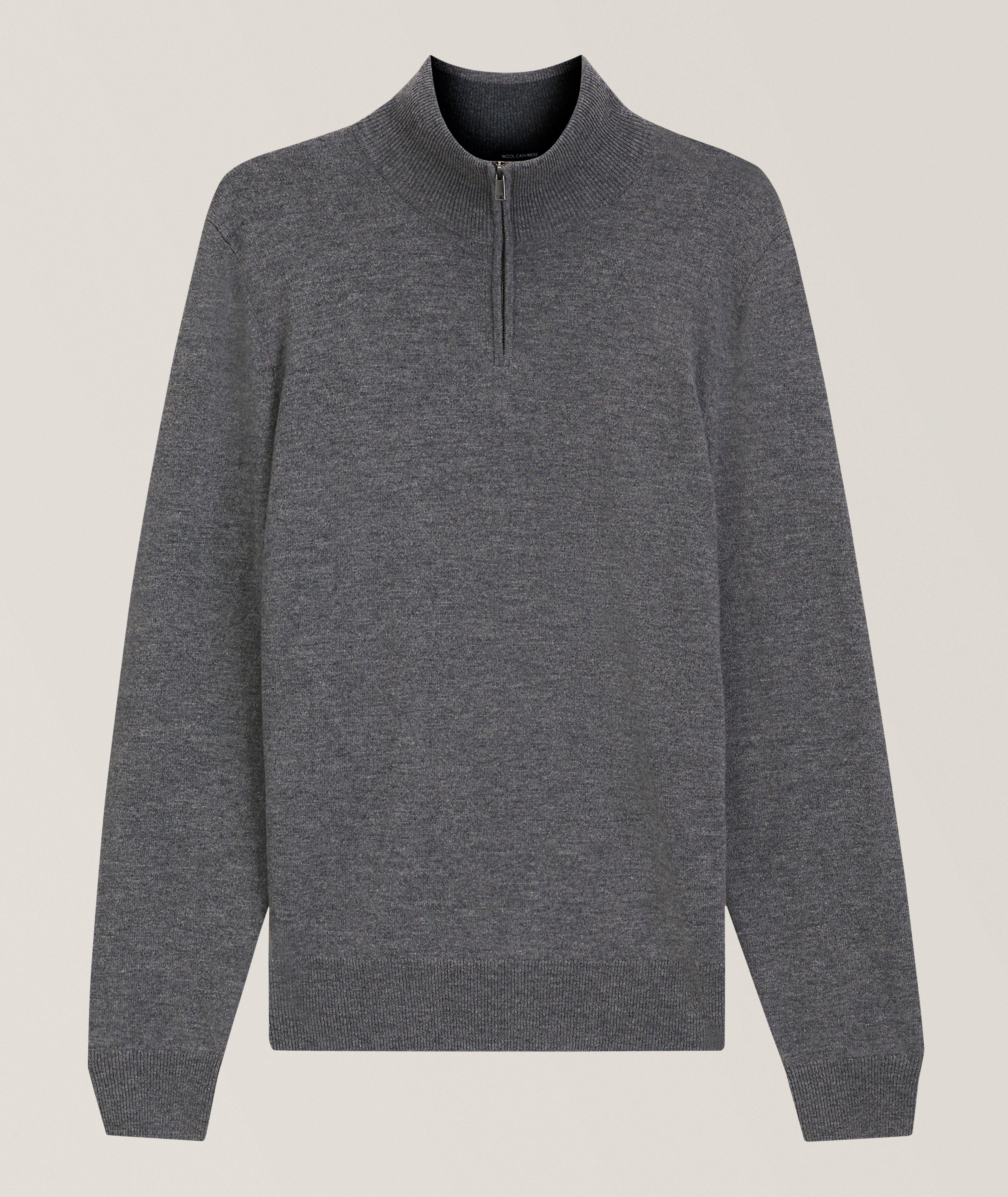 BOSS Pull quart-zippée cachemire-laine vierge Hemalro