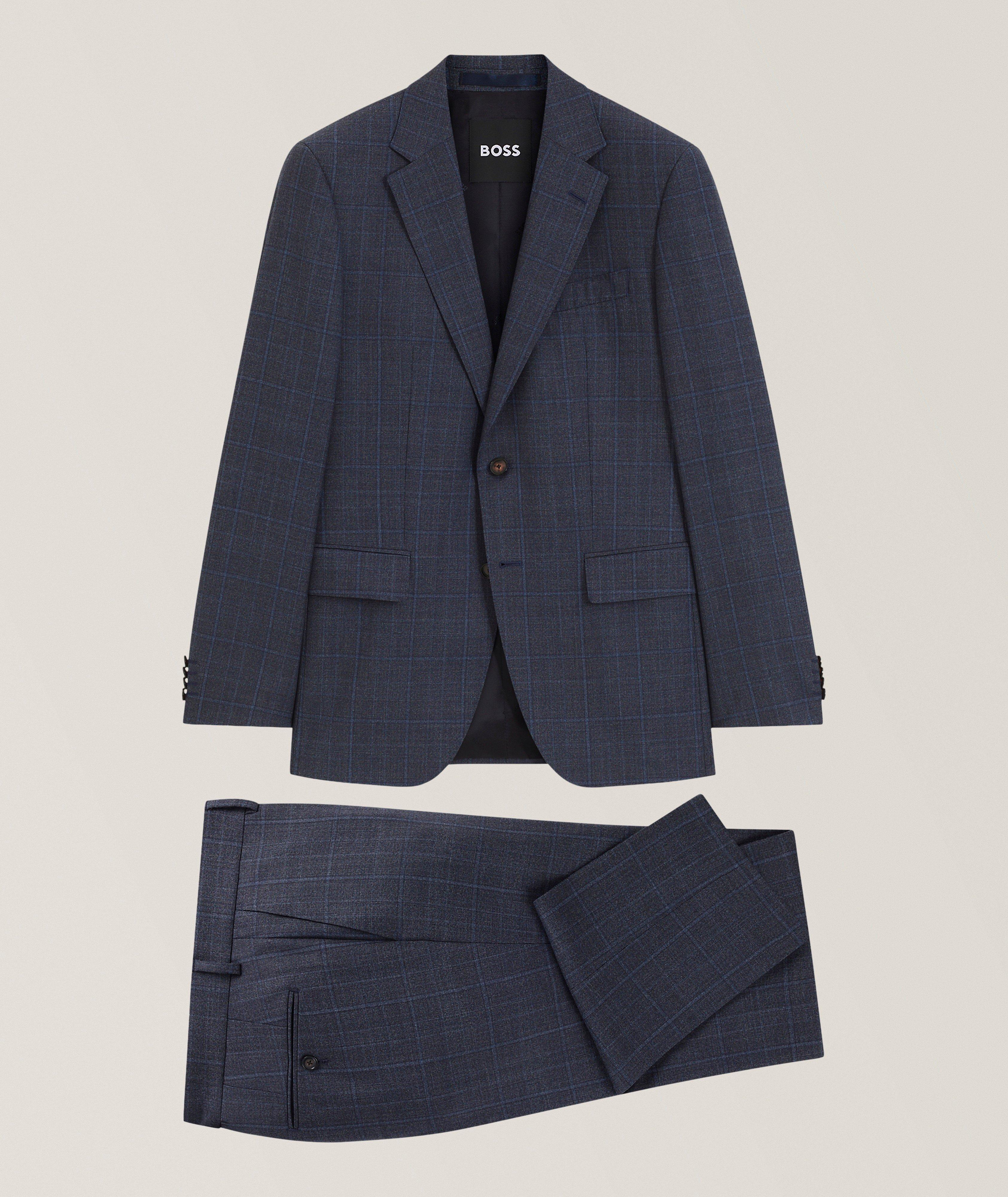 BOSS Slim-Fit Checked Wool Suit 