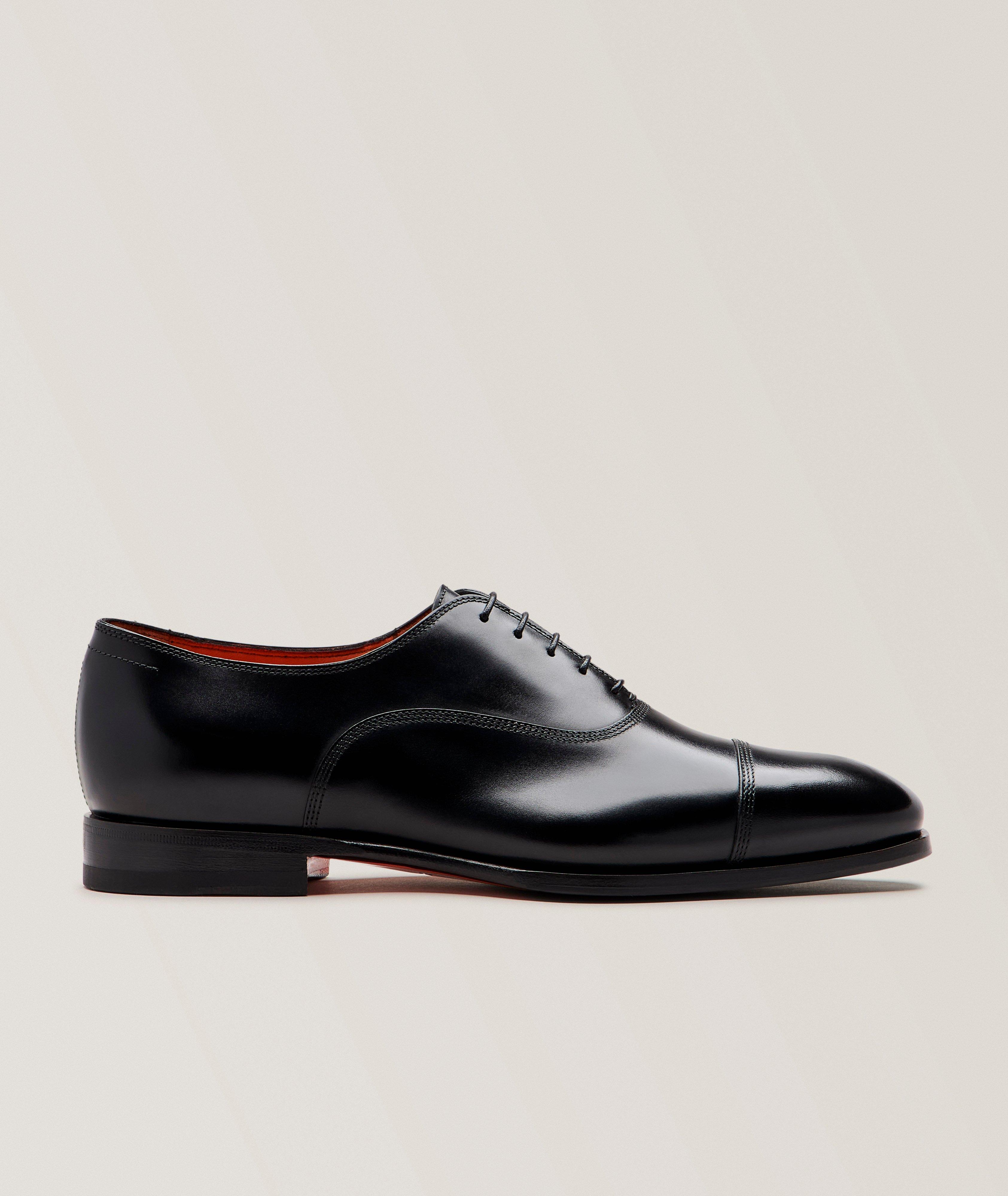 Santoni Archie Cap Toe Leather Oxfords 
