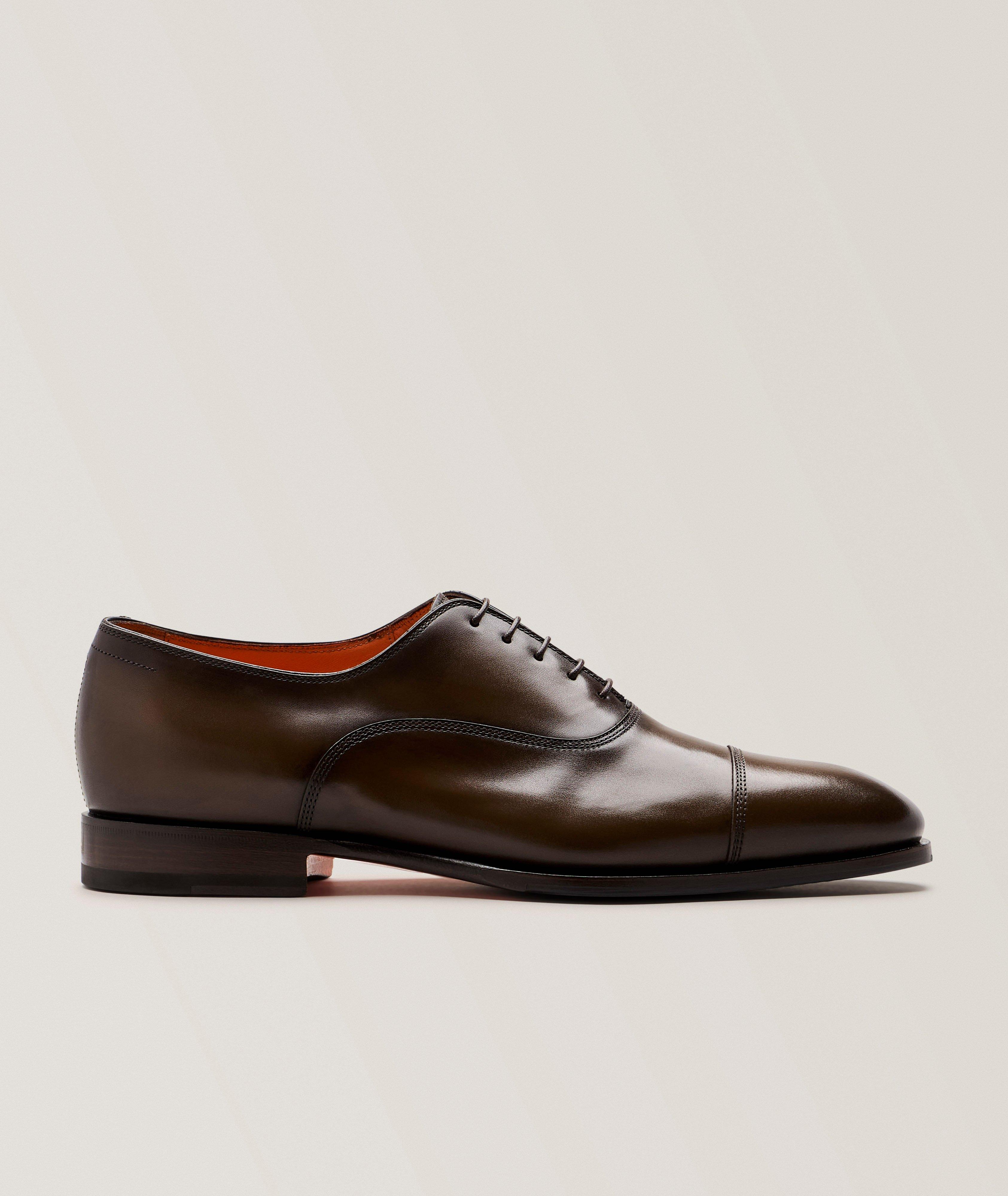 Santoni Archie Cap Toe Leather Oxfords 