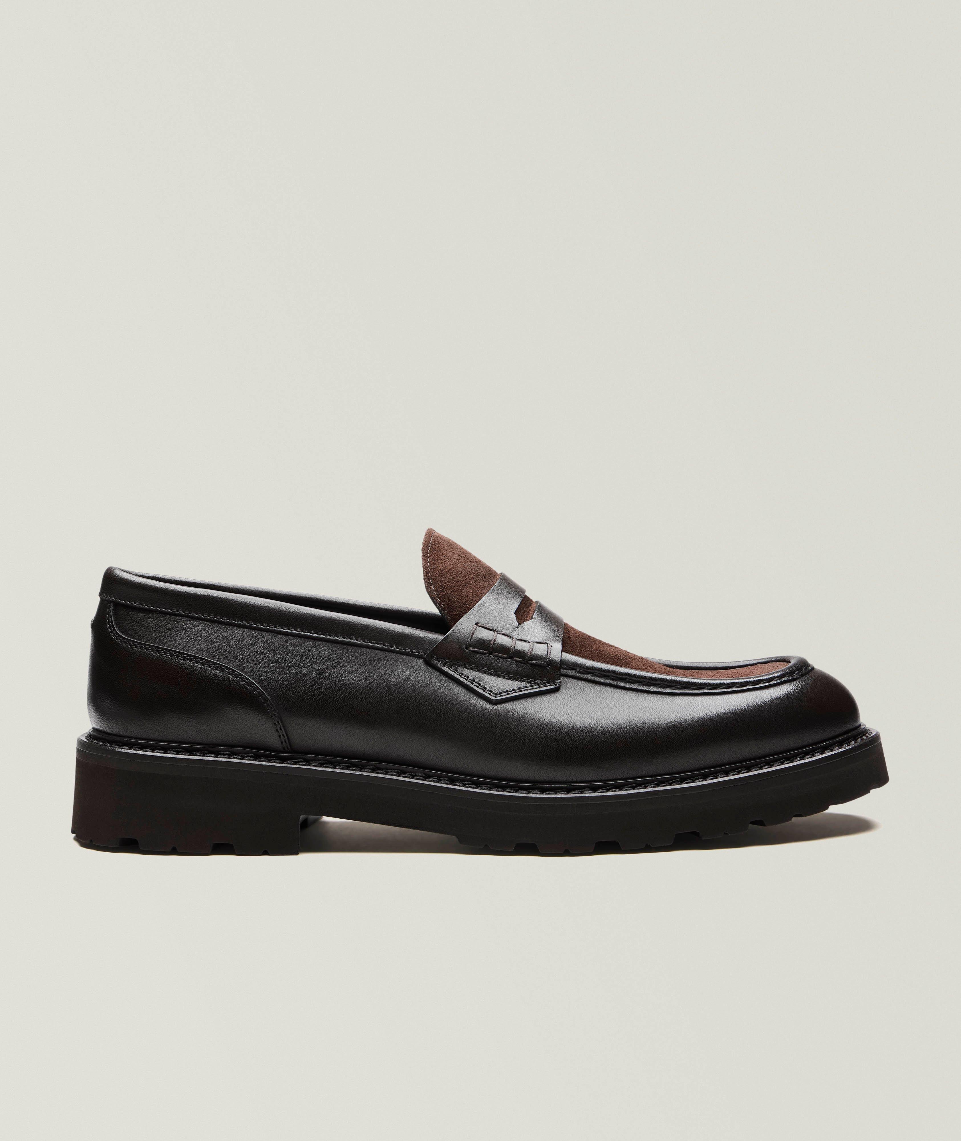Canali Chunky Leather & Suede Penny Loafers