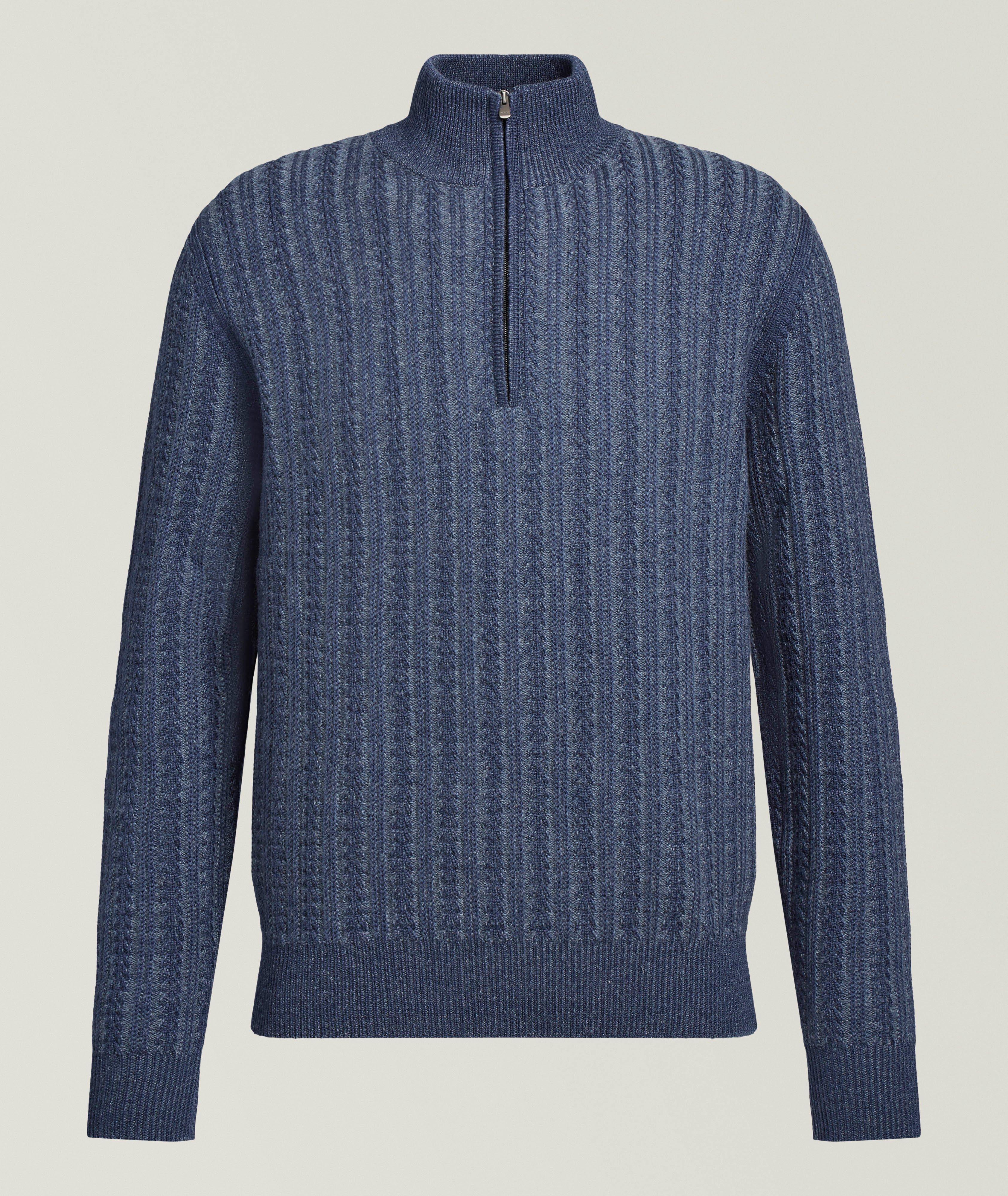Agnona Cashmere-Blend Quarter-Zip Sweater