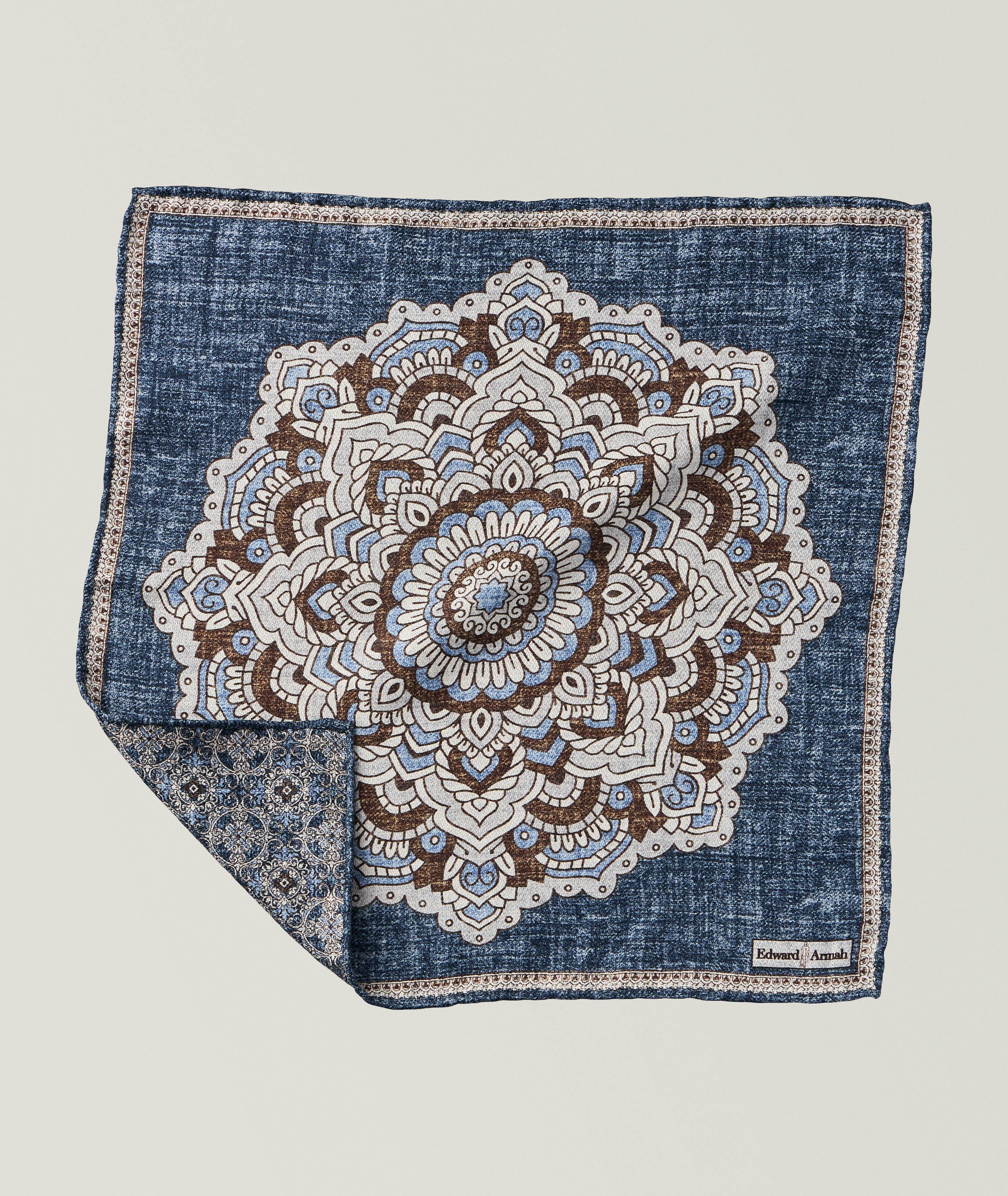 Edward Armah Reversible Large Medallion Pocket Square