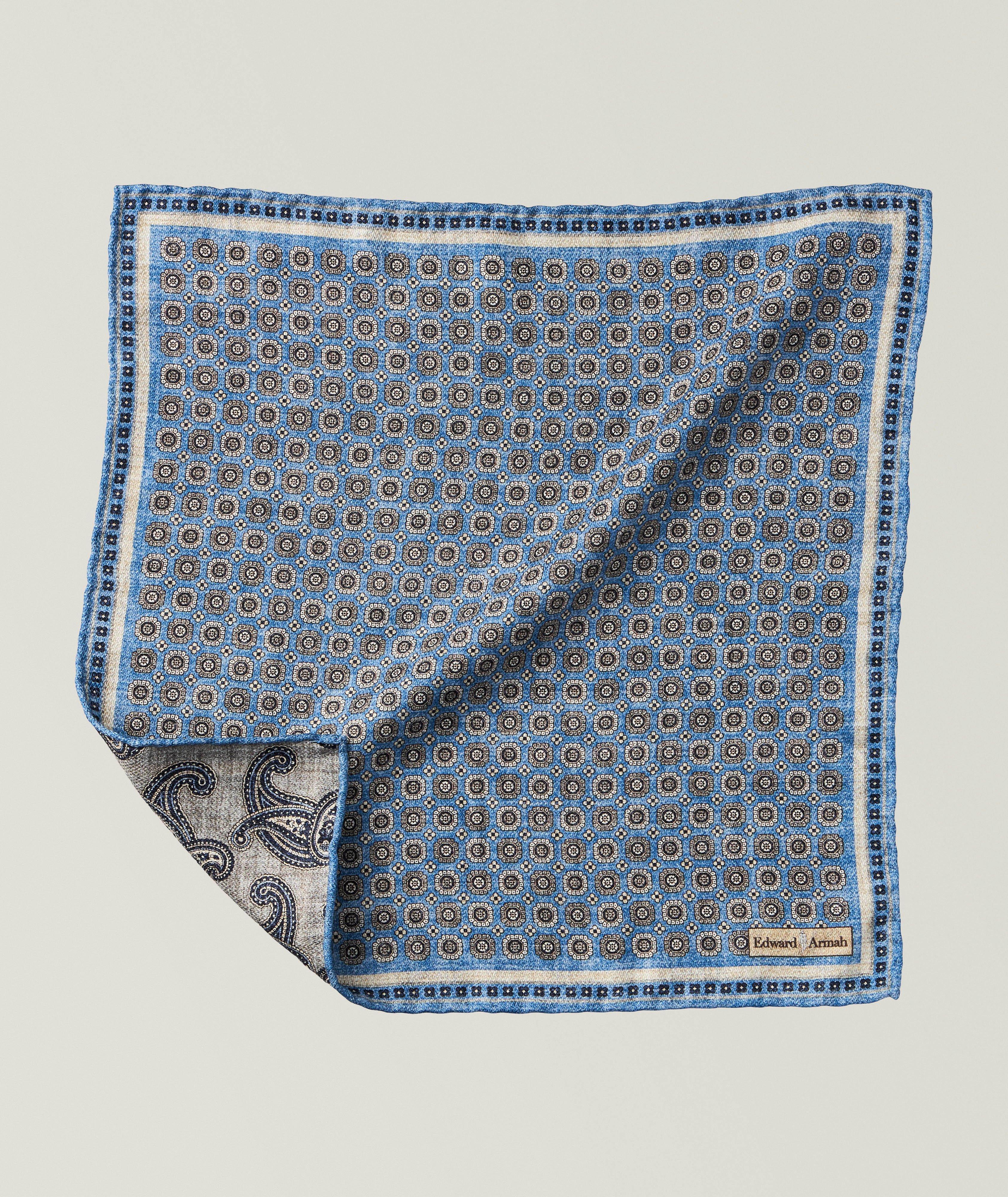 Edward Armah Reversible Medallion-Paisley Pocket Square