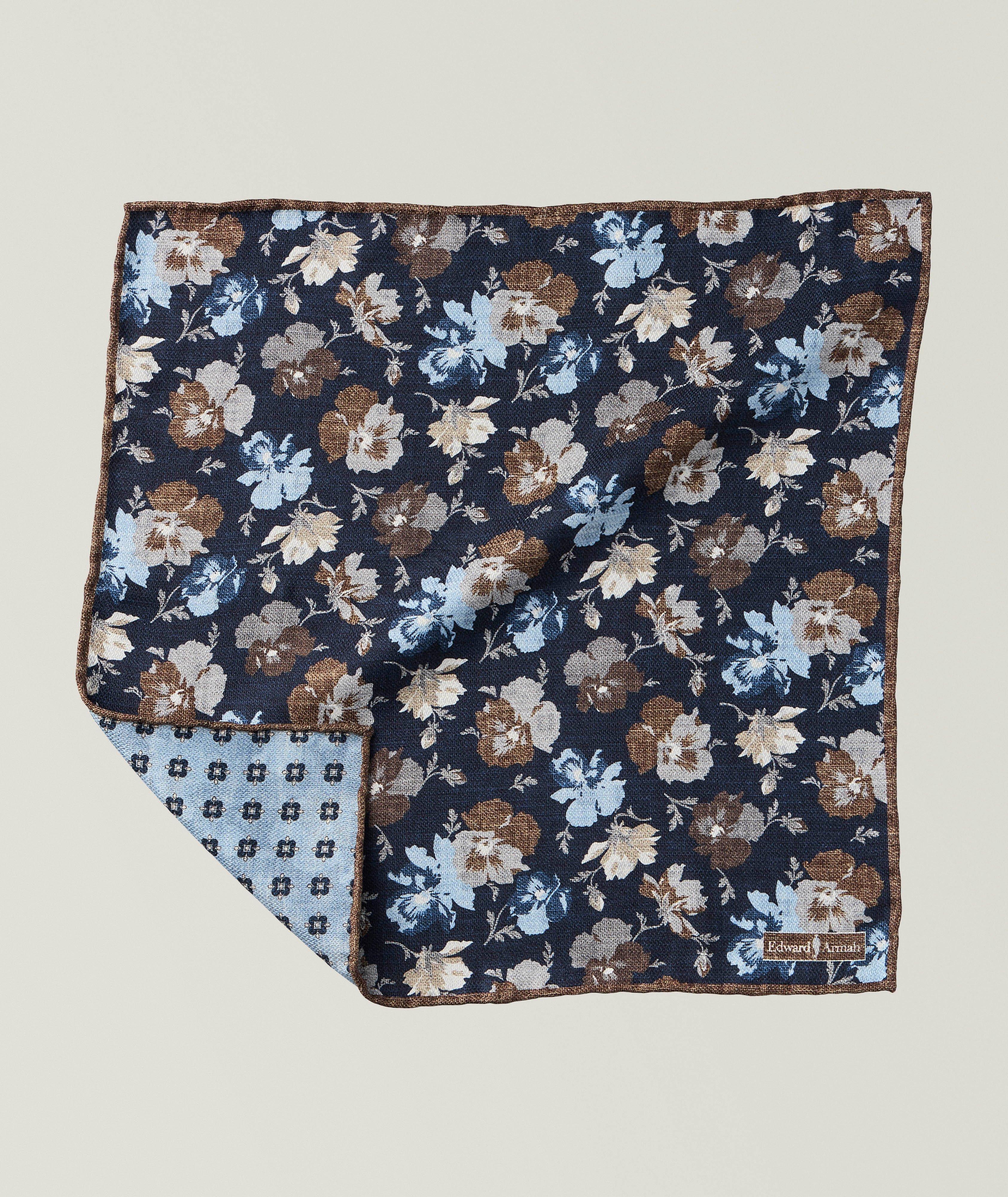 Edward Armah Reversible Floral Silk Pocket Square