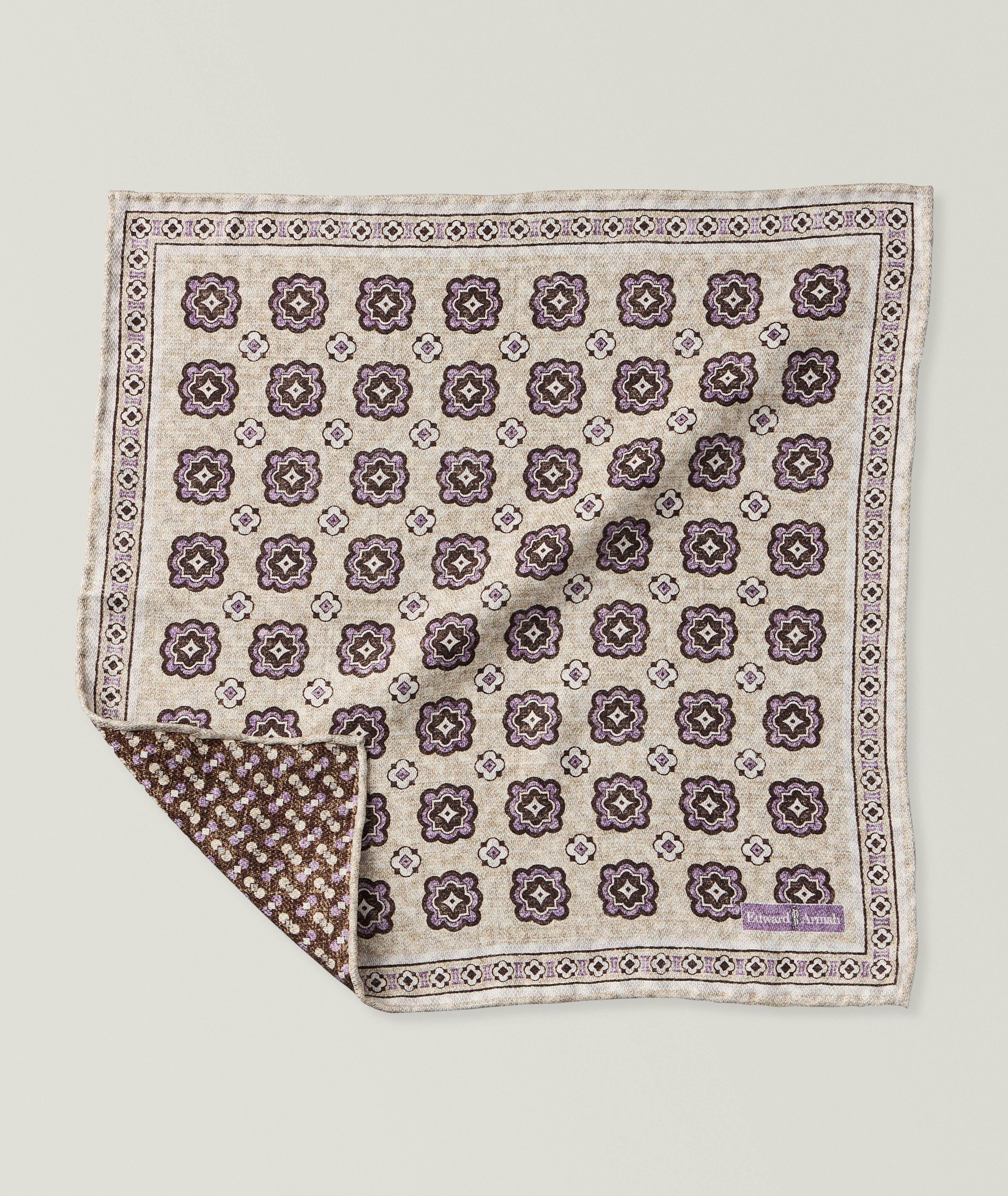Edward Armah Reversible Medallion Silk Pocket Square
