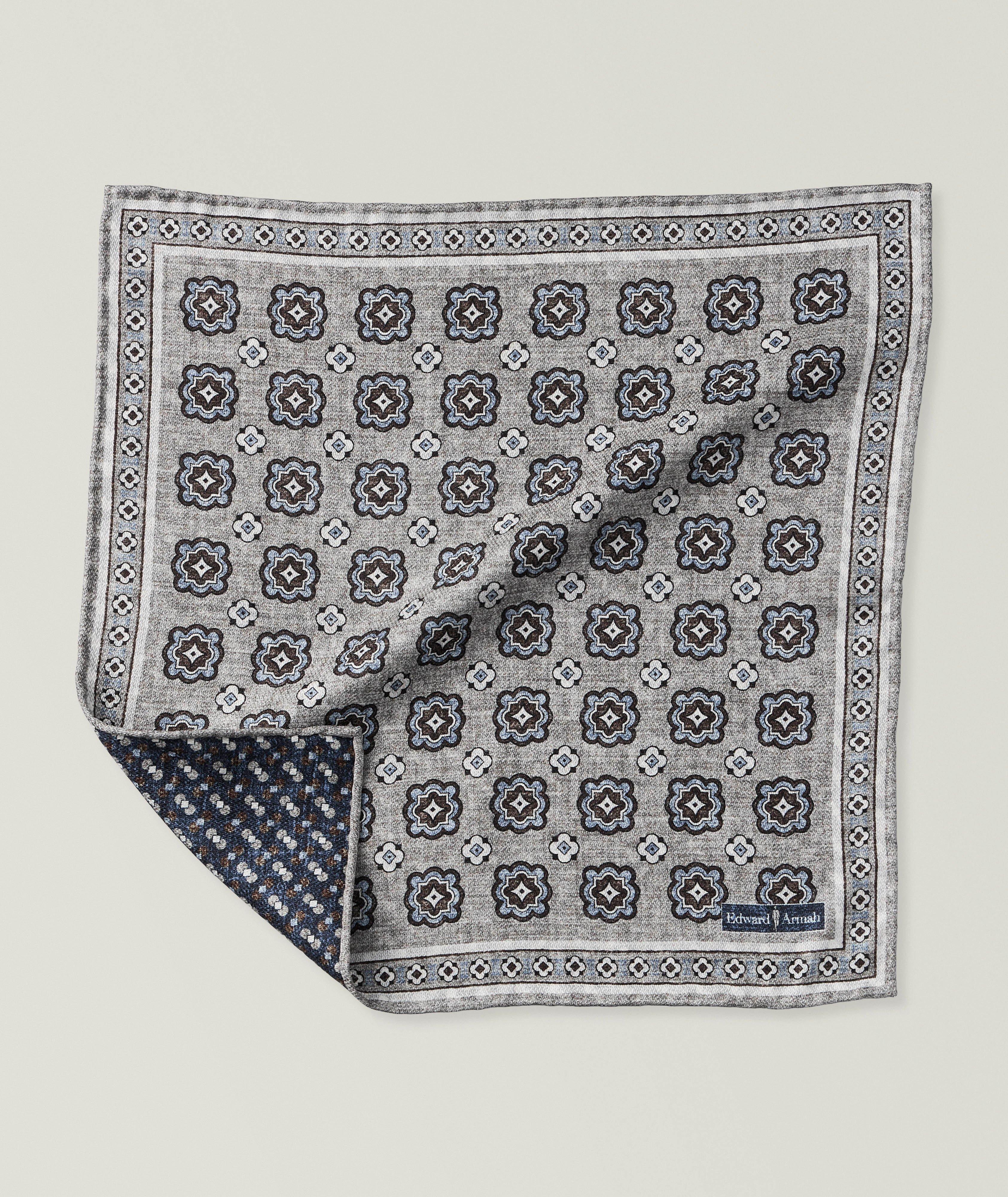 Edward Armah Reversible Medallion Silk Pocket Square