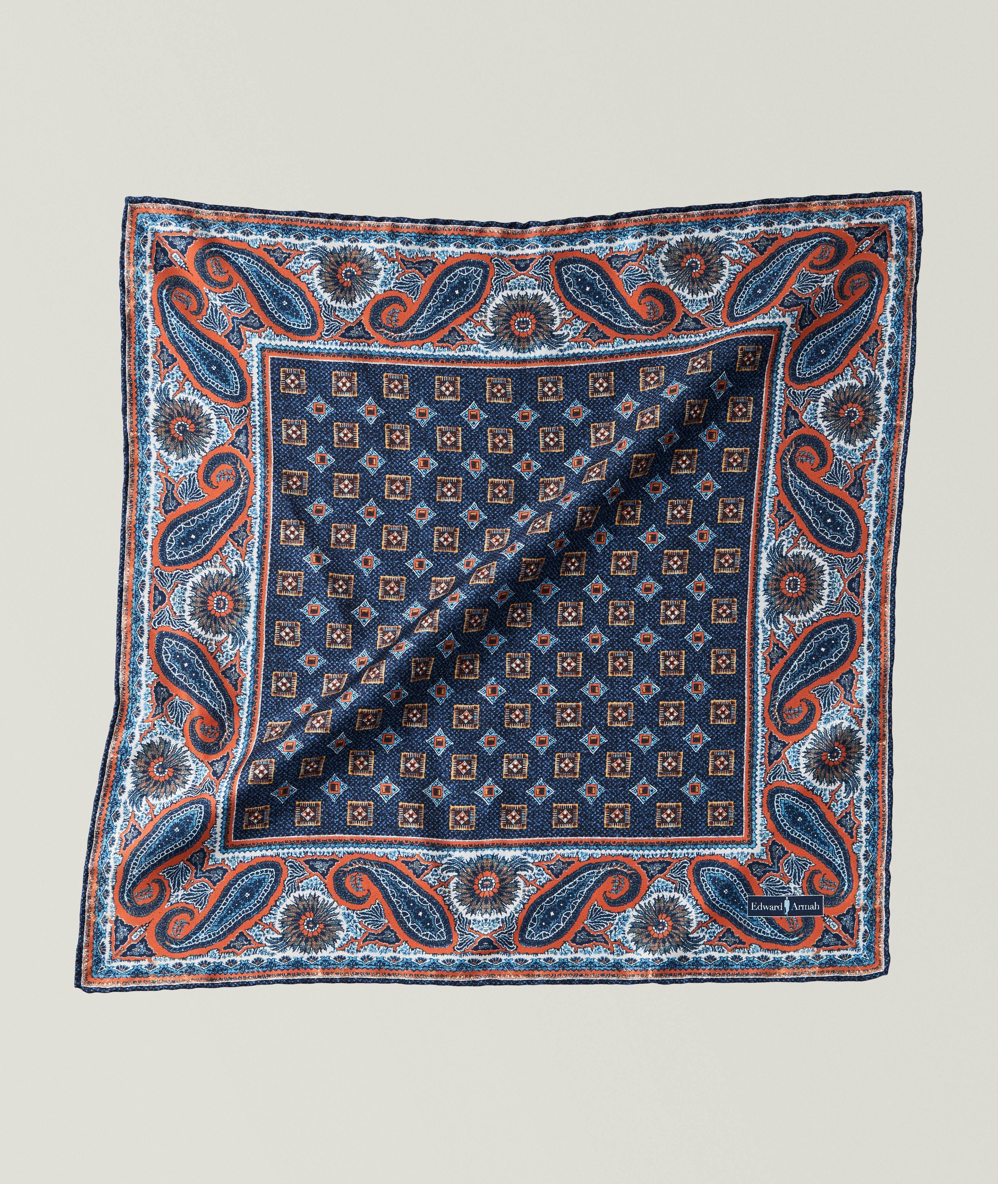 Edward Armah Medallion-Print Silk Pocket Square