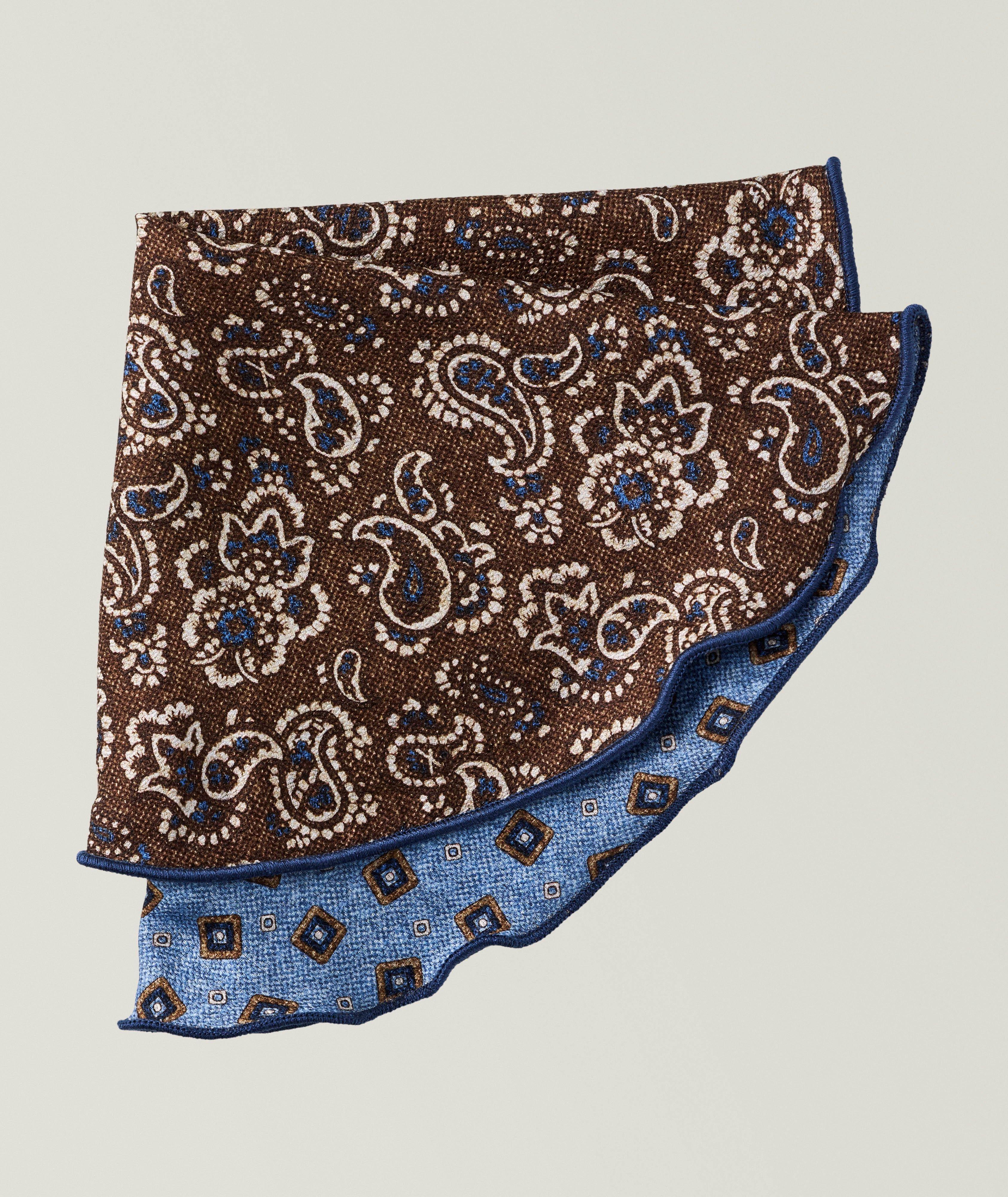 Edward Armah Reversible Geo-Paisley Silk Pocket Circle