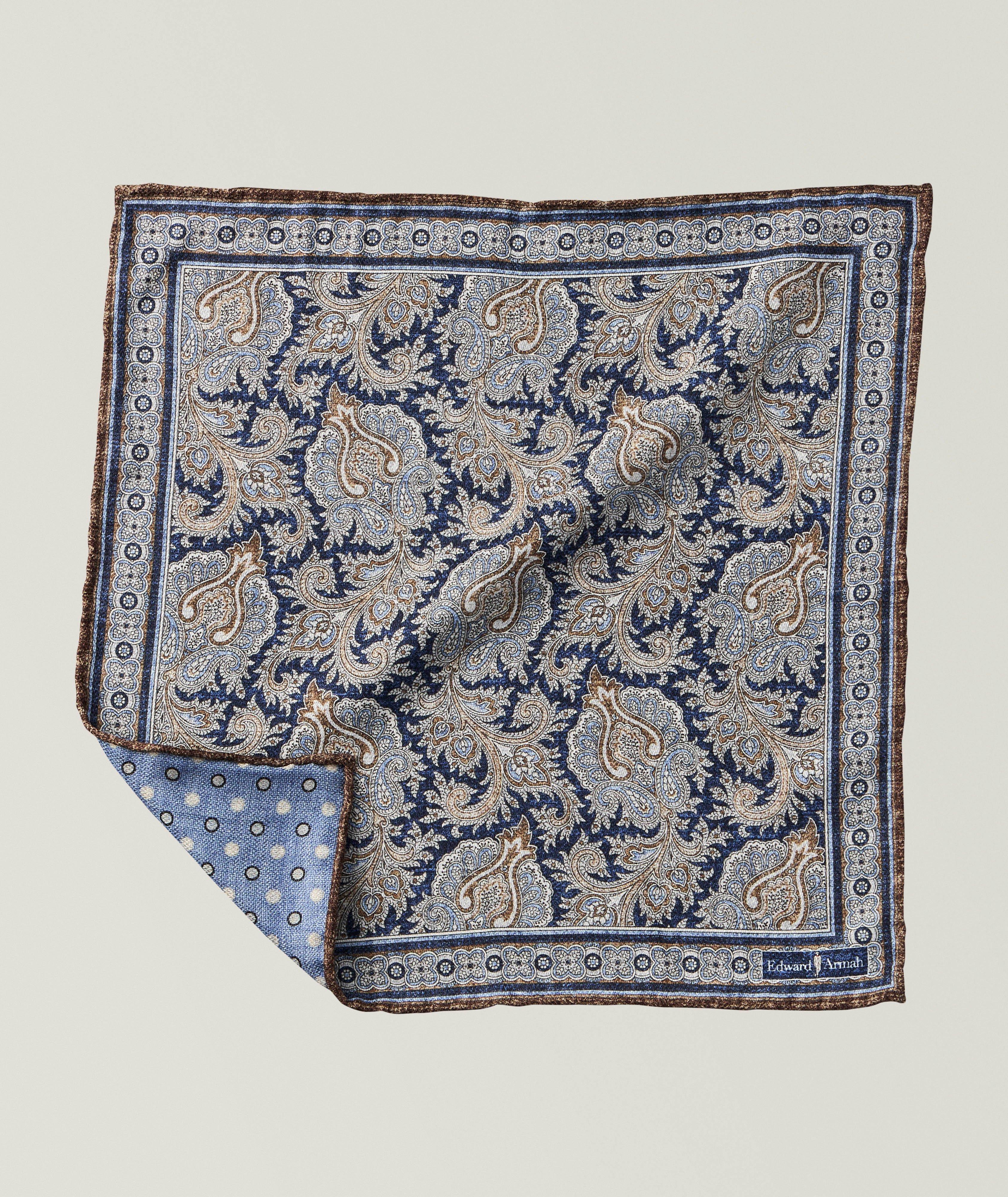 Reversible Paisley Silk Pocket Square image 0