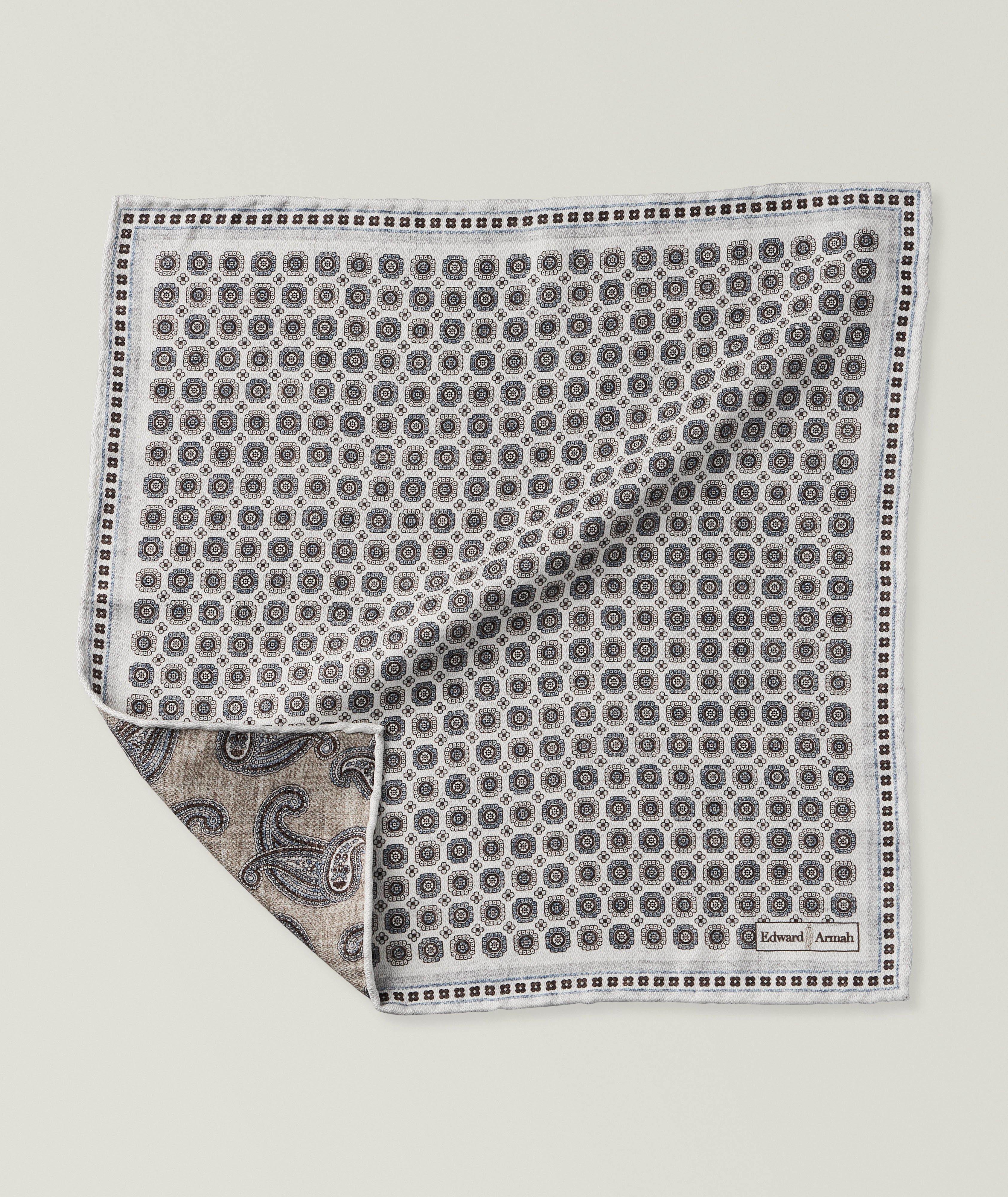 Edward Armah Reversible Medallion-Paisley Pocket Square