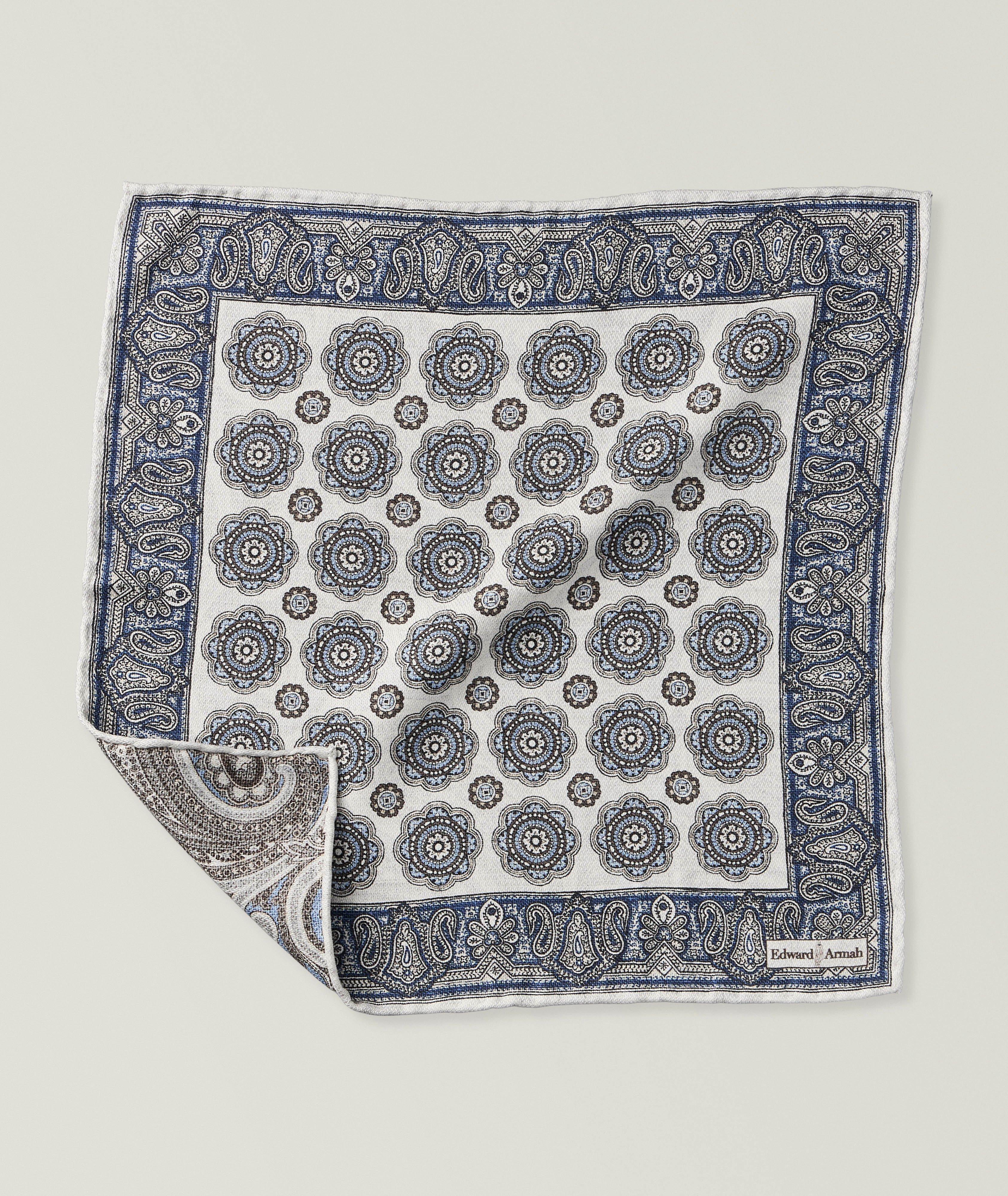 Edward Armah Reversible Medallion-Paisley Pocket Square